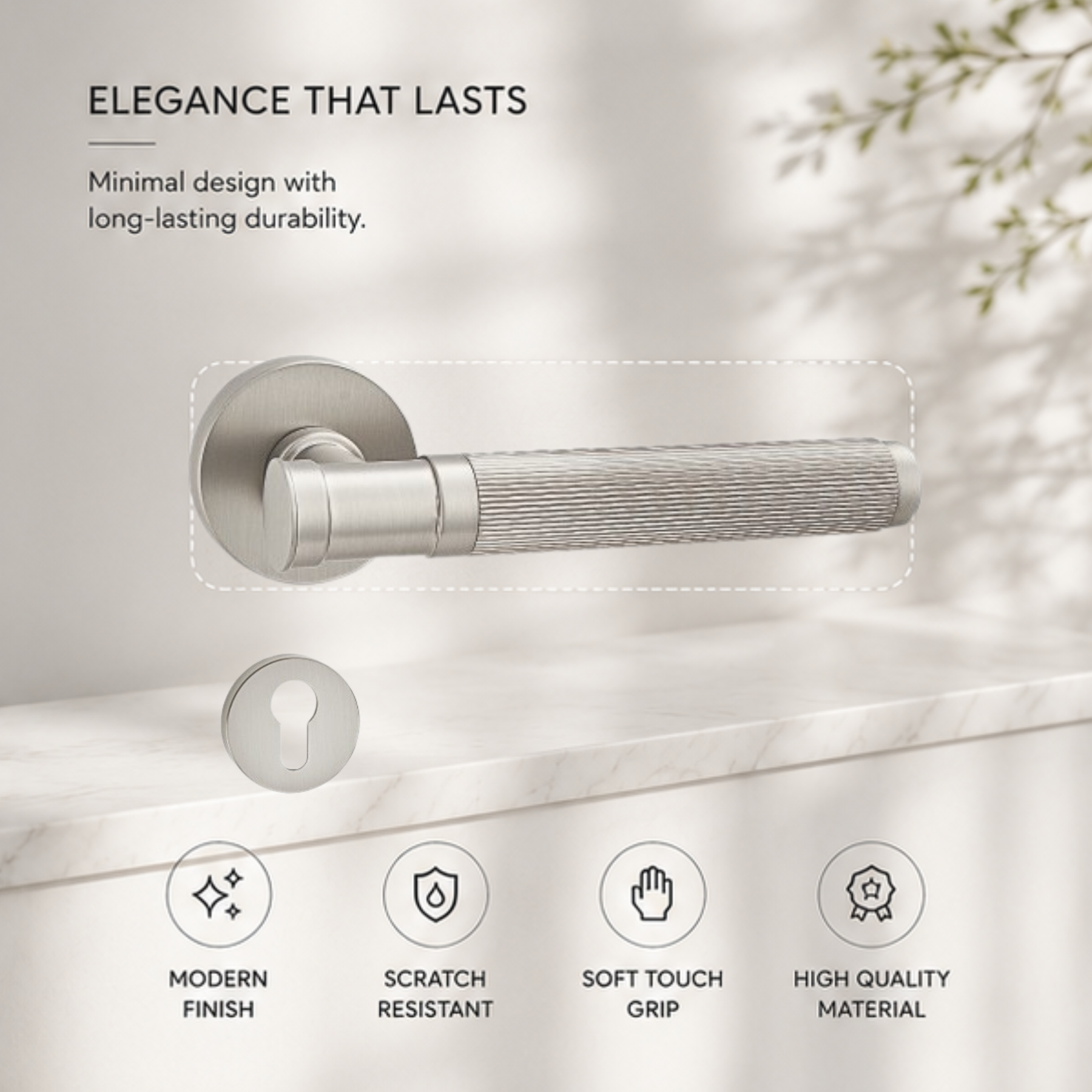 Premium zinc alloy magnetic door handle with silent lock system, modern minimalist design, and durable finish for luxury homes and offices.