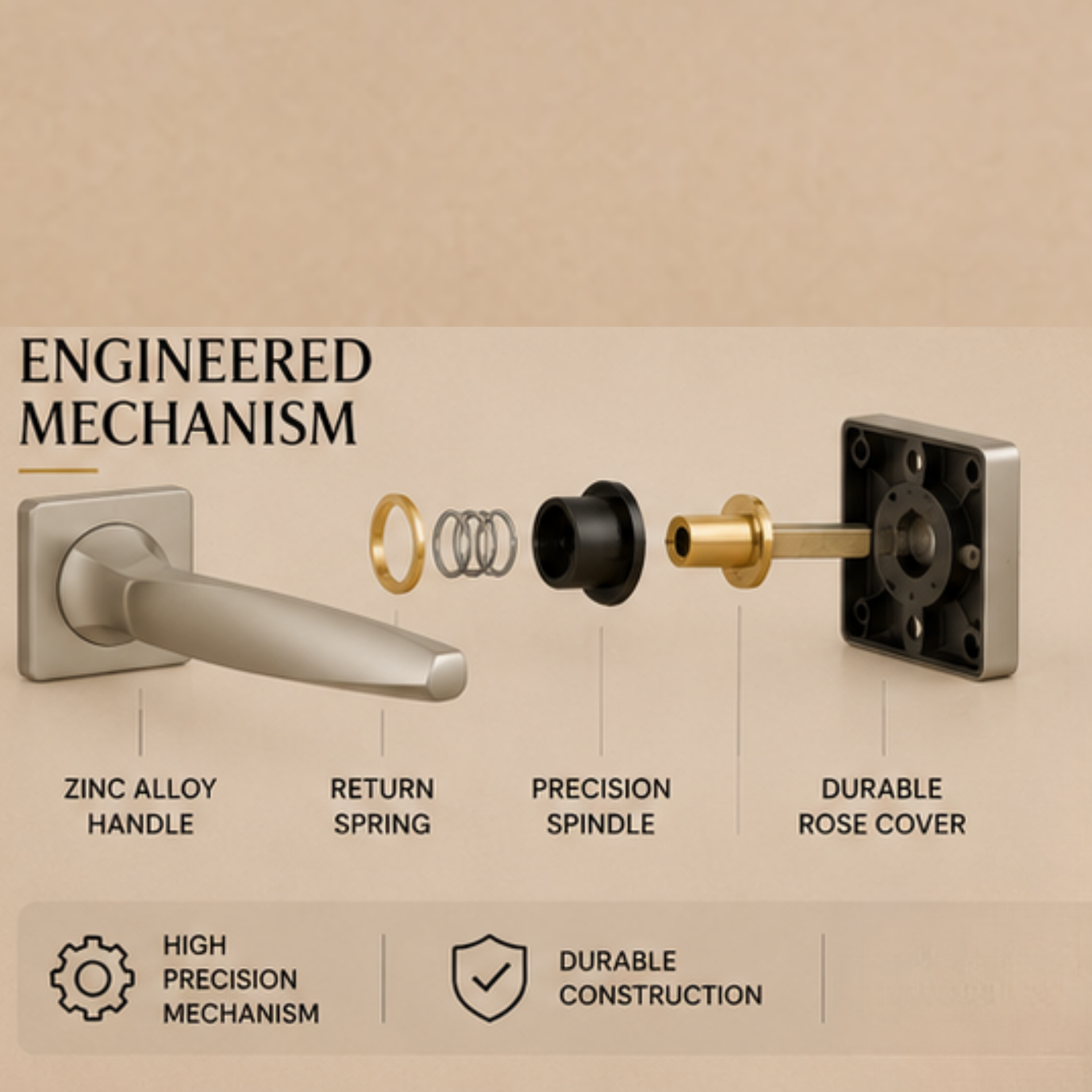 RH.9553 premium zinc alloy door handle in Matt Satin Nickel finish. Modern architectural hardware for luxury homes, hotels, offices, and interiors.