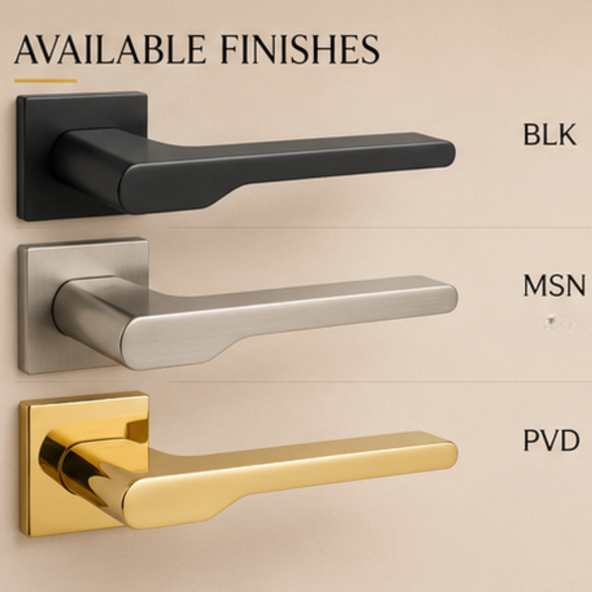 RH.9610 luxury zinc alloy door handle in Black and Matt Satin Nickel PVD finish. Premium modern architectural hardware for stylish interiors.