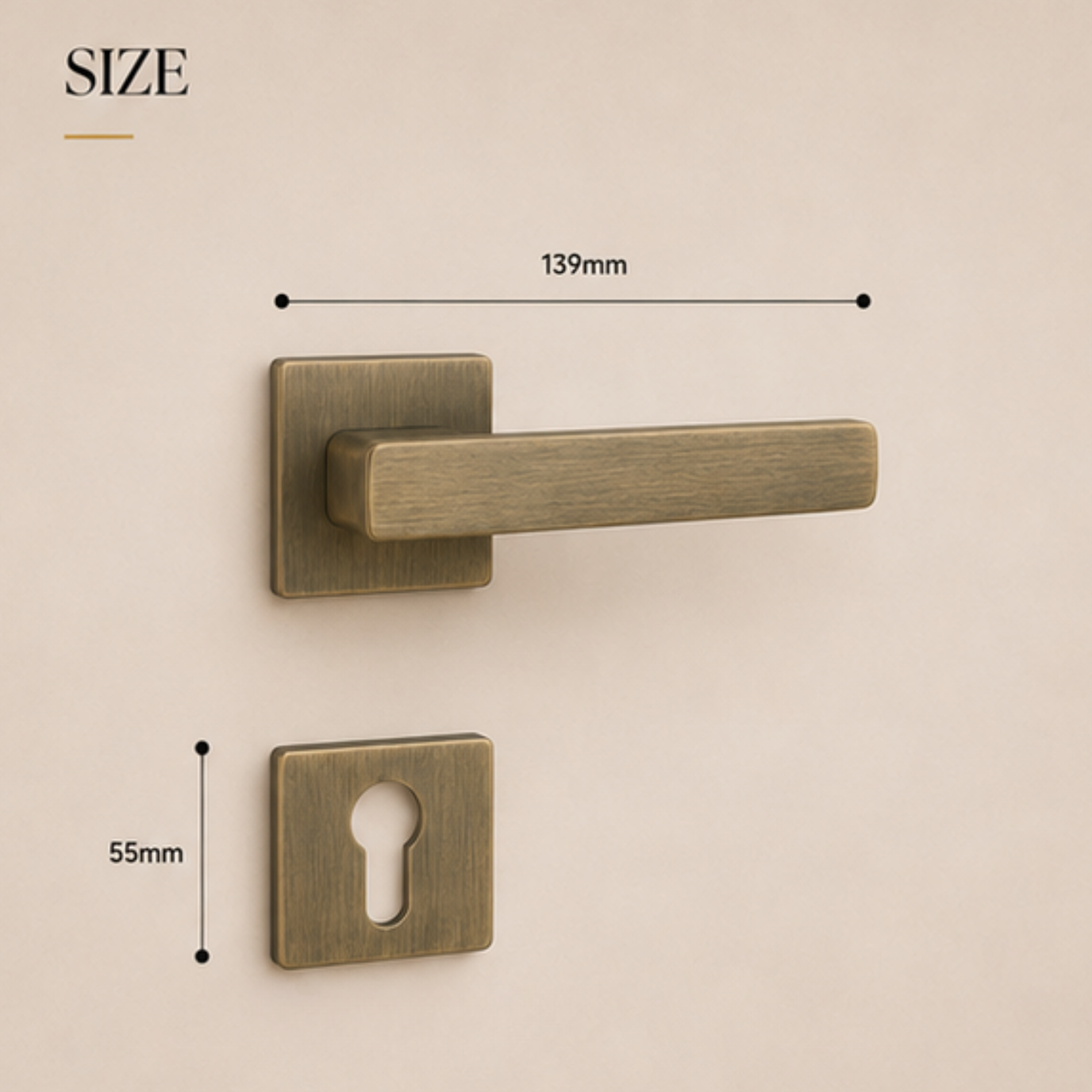 RH.9644 luxury zinc alloy door handle in Black and Matt Antique Brass finishes. Premium architectural hardware for modern luxury interiors.