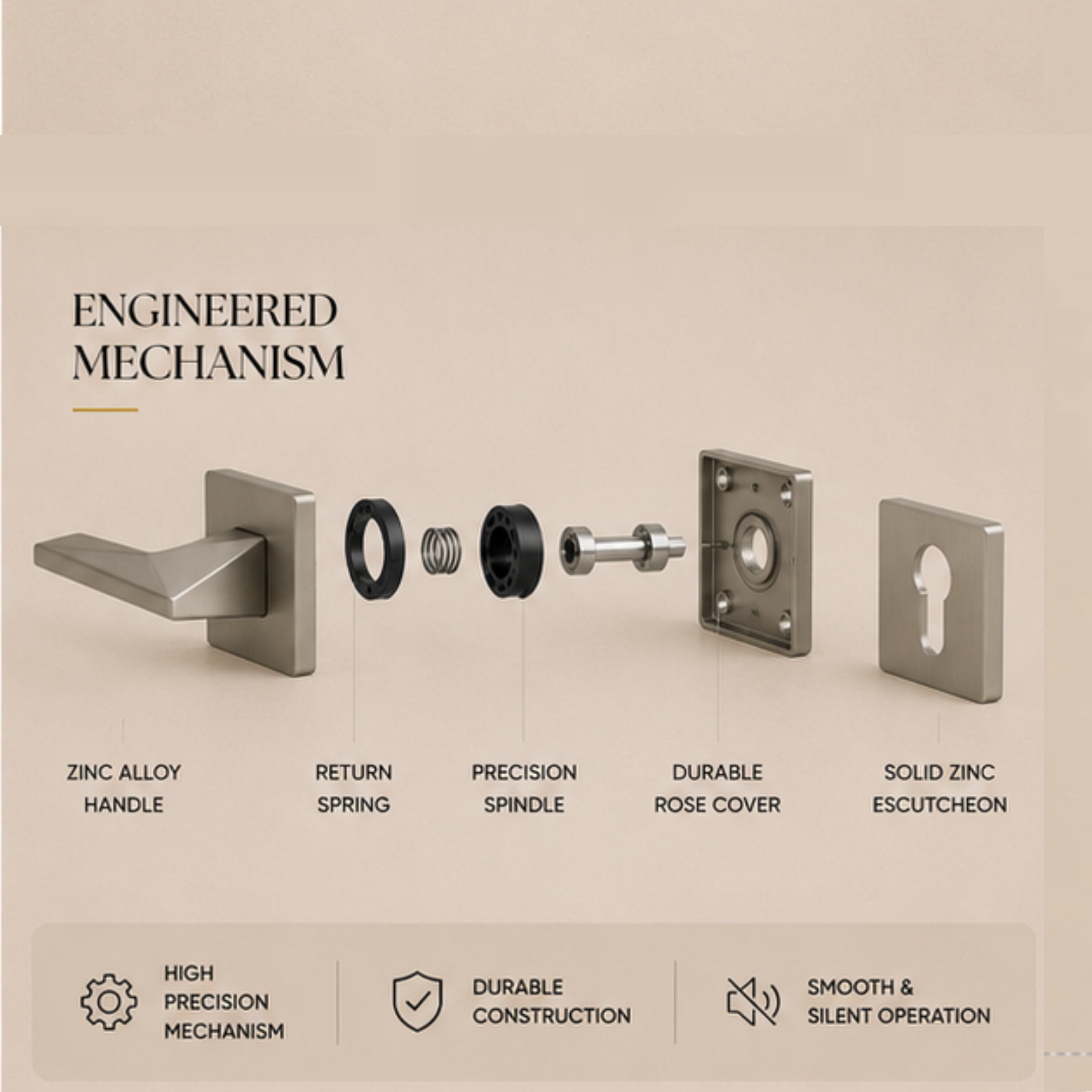 RH.9670 luxury zinc alloy door handle in Black and Matt Satin Nickel finishes. Premium modern architectural hardware for elegant interiors.