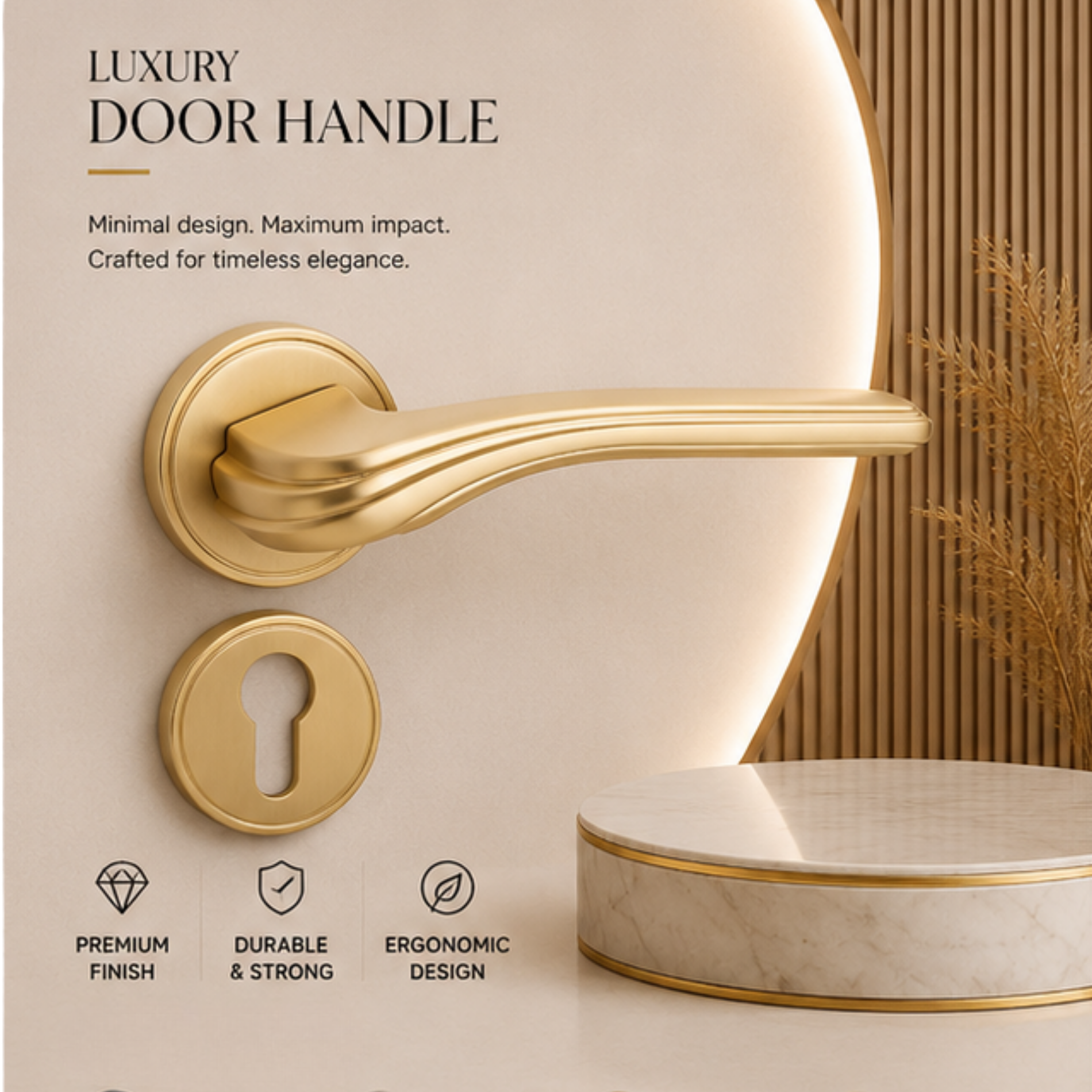 RH.9671 luxury zinc alloy door handle in Black, Satin Nickel, Satin Brass and PVD finish. Premium modern architectural hardware for interiors.