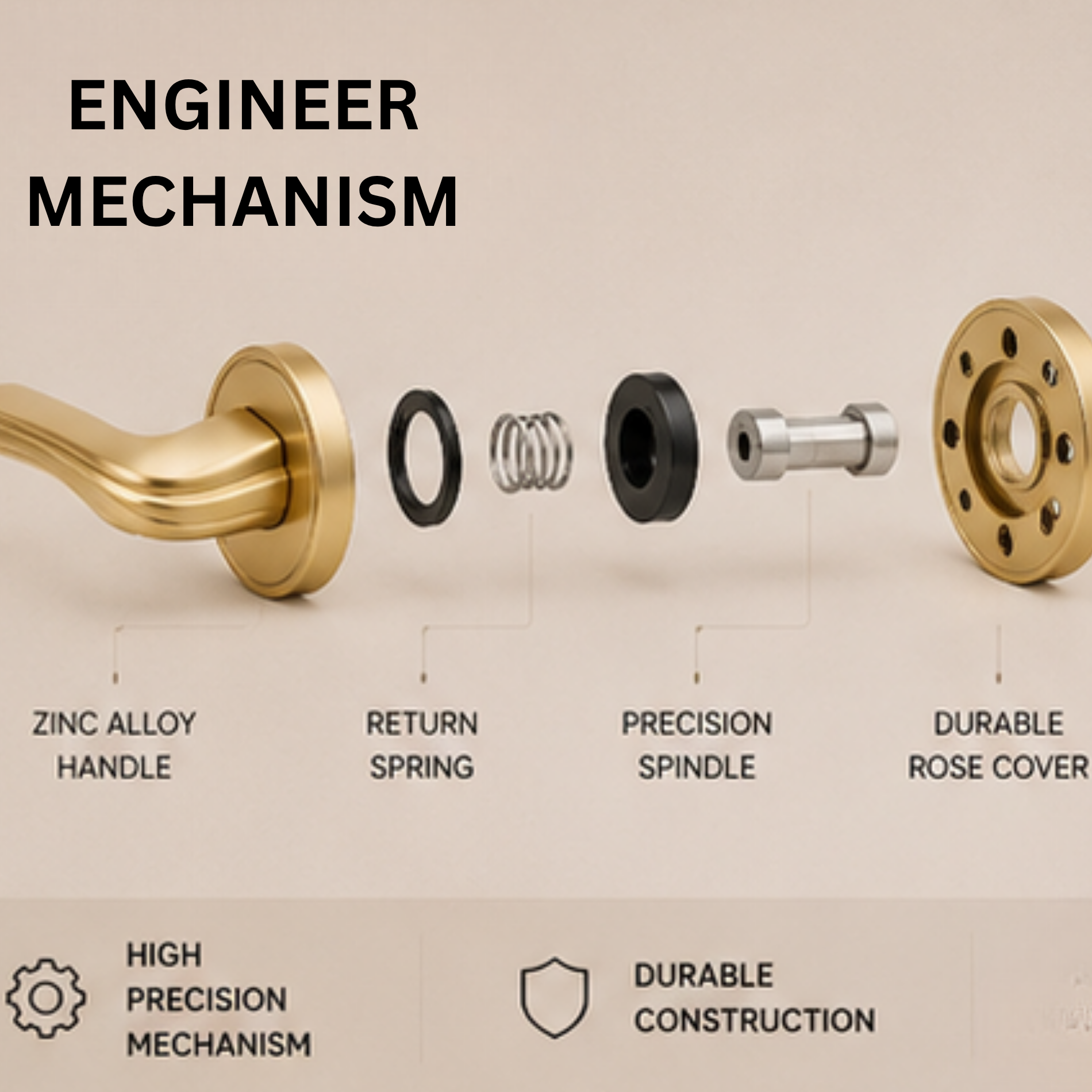 RH.9671 luxury zinc alloy door handle in Black, Satin Nickel, Satin Brass and PVD finish. Premium modern architectural hardware for interiors.