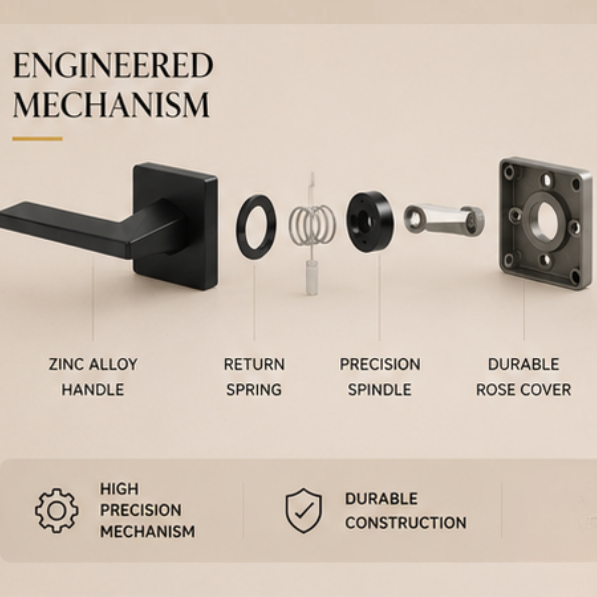 RH.9680 luxury zinc alloy door handle in Black and Matt Satin Nickel finishes. Premium modern architectural hardware for stylish interiors.