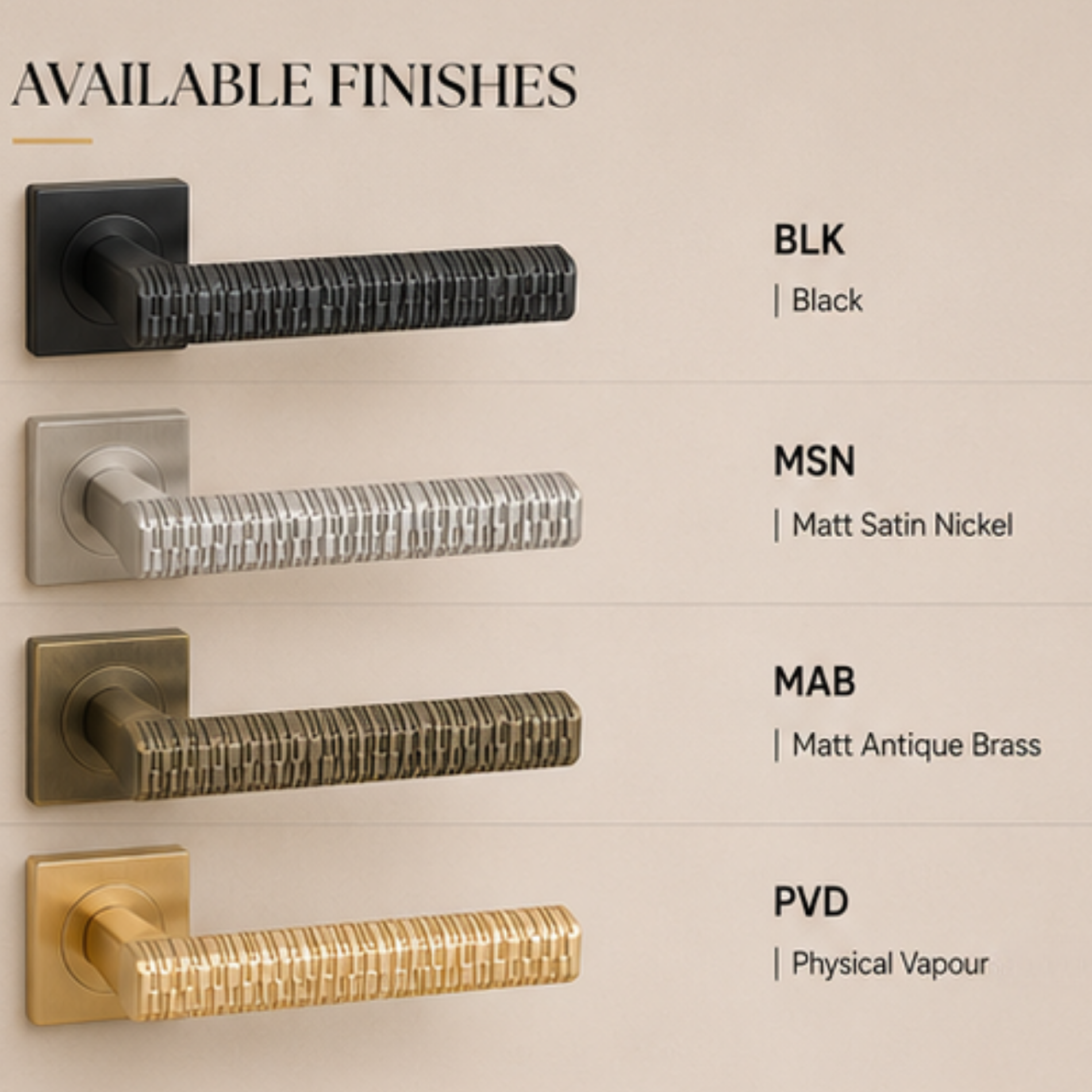 RH.9682 luxury zinc alloy door handle in Black, Satin Nickel and Antique Brass and  PVD. Premium durable modern architectural hardware for interiors.
