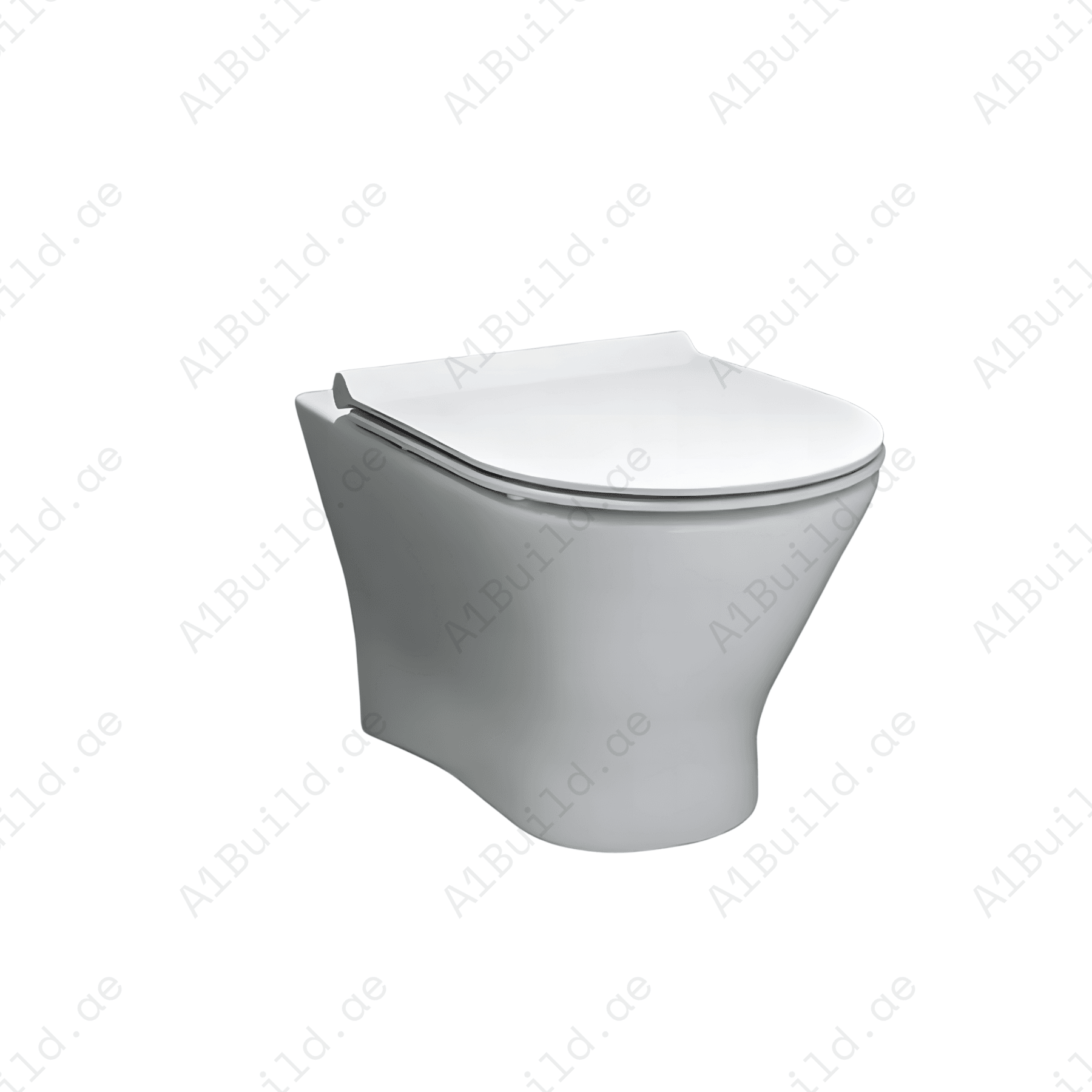 RIMLESS WALL HUNG W.C, SIZE: 555*365*355 MM, WHITE COLOR. STEINHEIM – UNO: SLIM  DUROPLAST SOFT- CLOSING SEAT AND COVER, WHITE COLOR