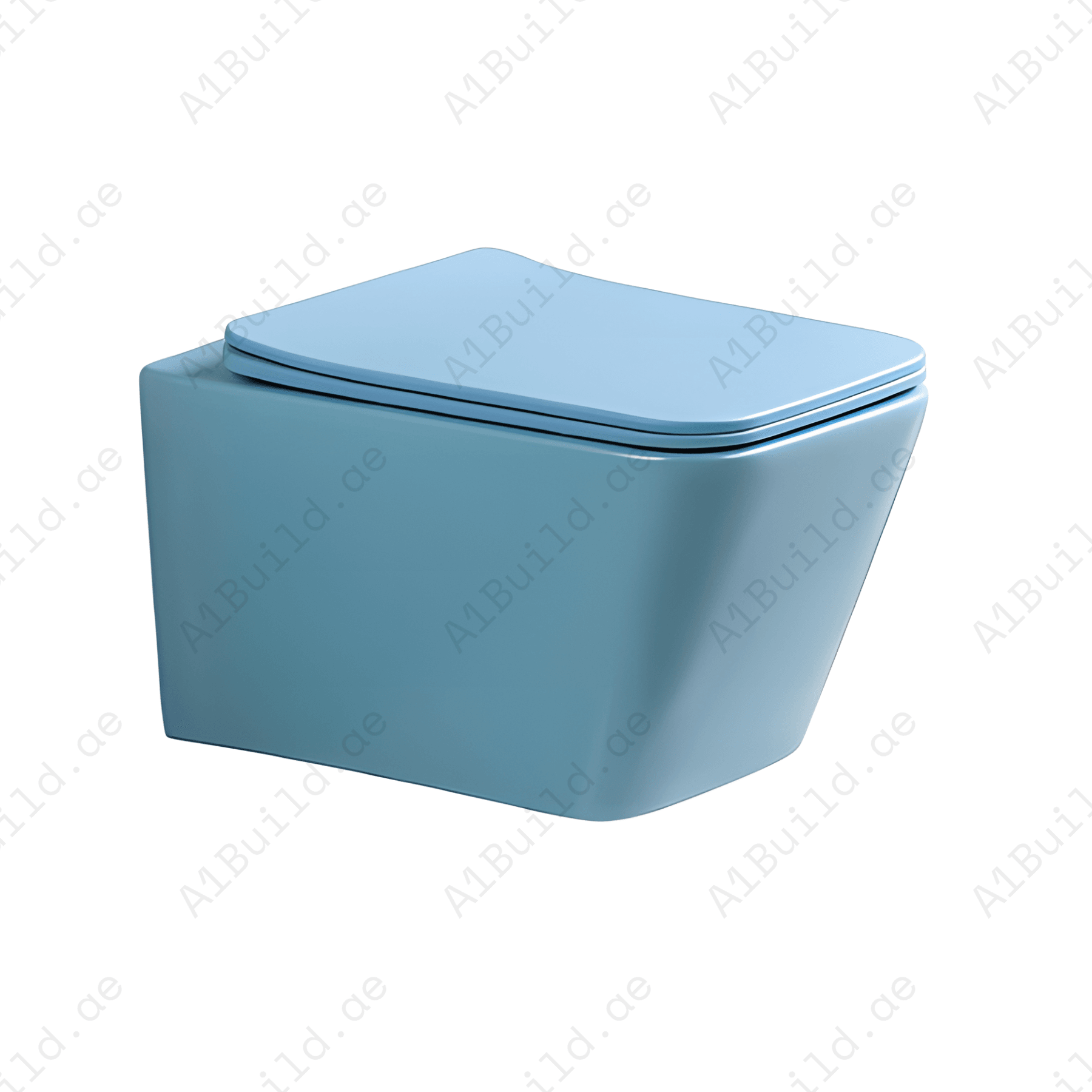 TEINHEIM –UP: RIMLESS WALL HUNG W.C, SIZE: 510*345*340 MM, MATT BLUE STEINHEIM –UP: SLIM  DUROPLAST SOFT- CLOSING SEAT AND COVER, MATT BLUE
