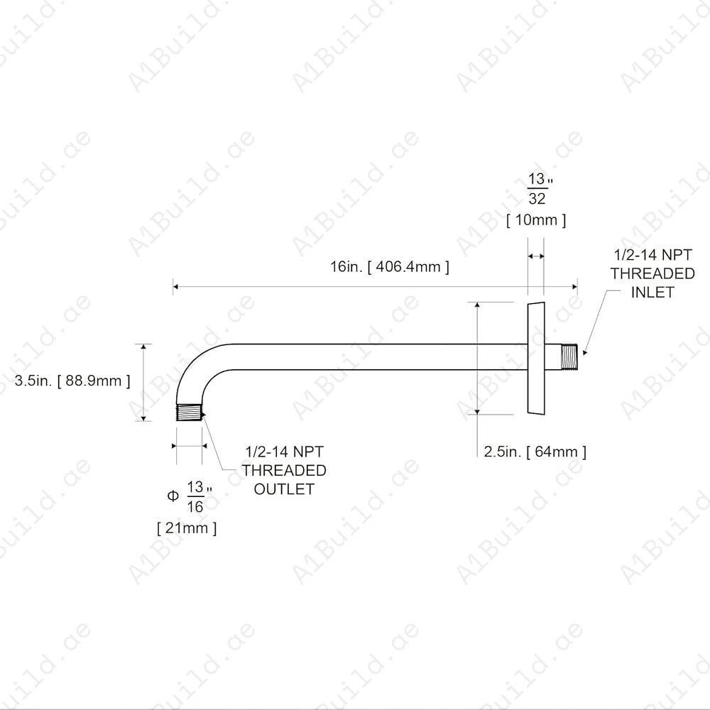 Round Shower Arm 400mm – Premium Chrome, 100% Made in Germany | Hesanit