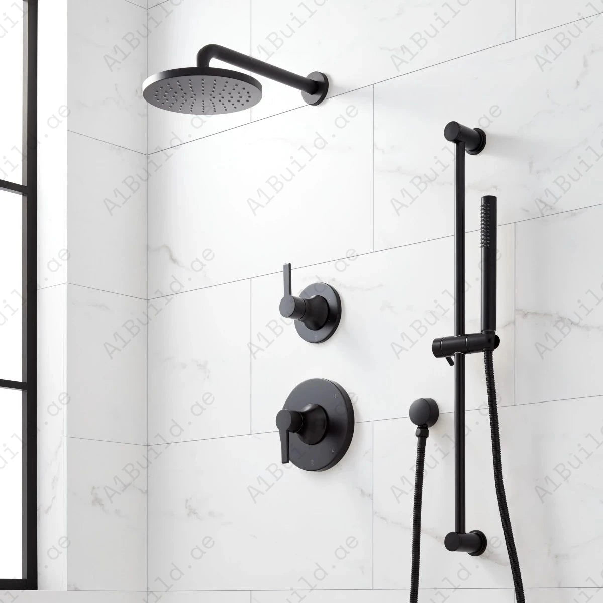 Round Shower Arm 400mm – Premium Matte Black, Hesanit 100% Made in Germany