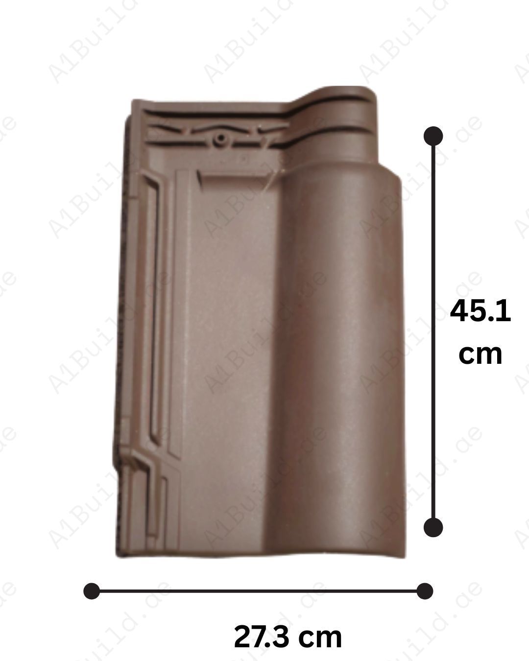 Rustic Tobacco Brown Ceramic Roof Tile 45.1×27.3 cm with long-lasting durability. Lightweight, weather-resistant. Ideal for classic homes.