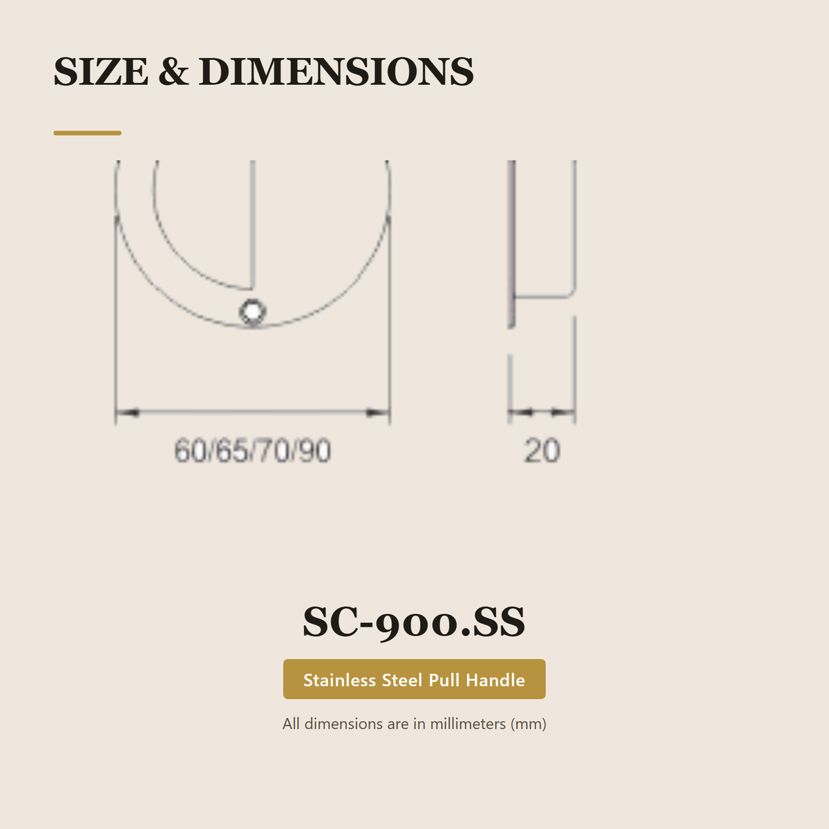 SC-900.SS premium stainless steel round flush pull from the Stainless Steel Door Handle Series. round flush pull in 60, 65, 70 and 90 mm, 20 mm deep. Built for smooth, reliable everyday use.