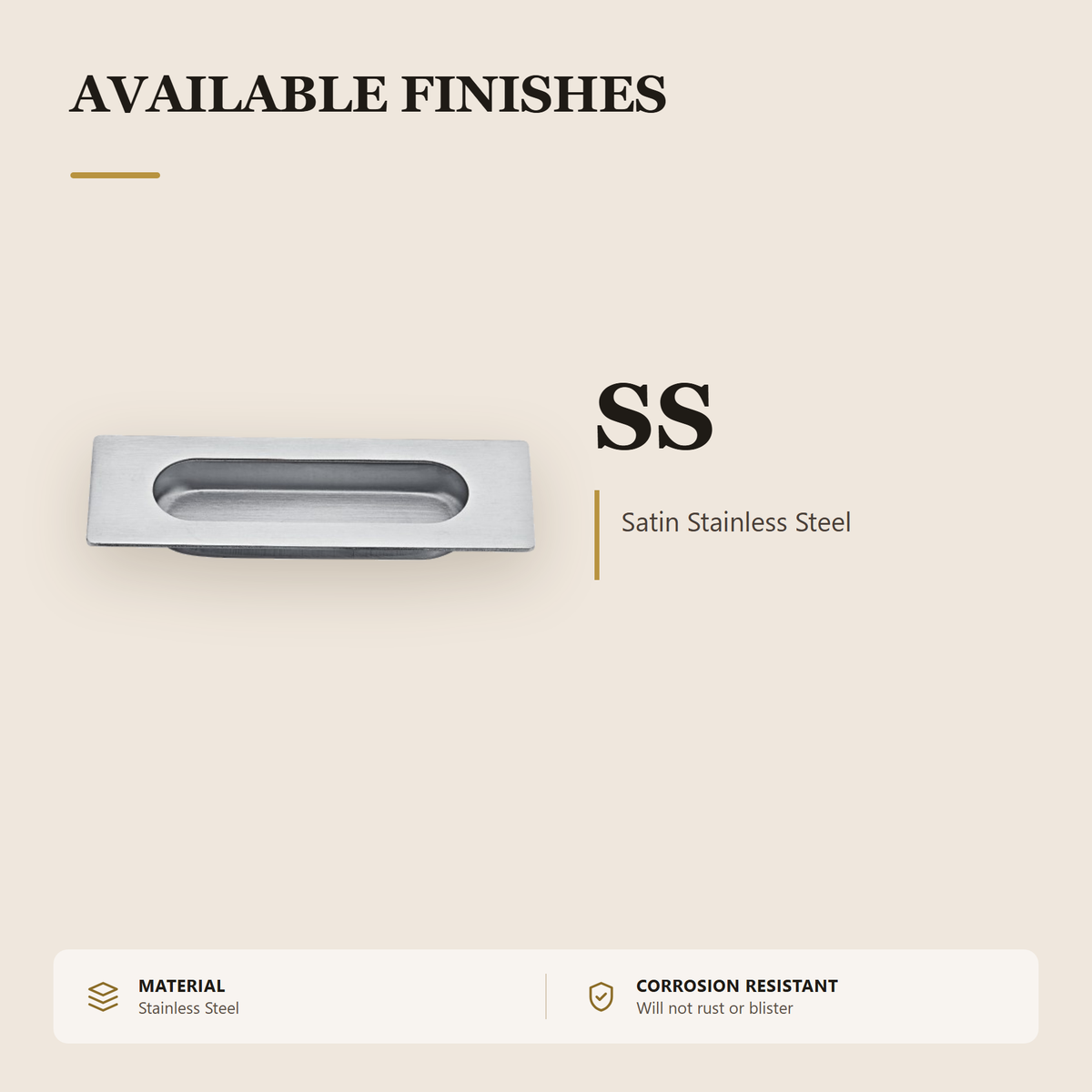 SC-903.SS premium stainless steel rectangular flush pull from the Stainless Steel Door Handle Series. Rectangular flush pull, 150 x 50 mm. Built for smooth, reliable everyday use.