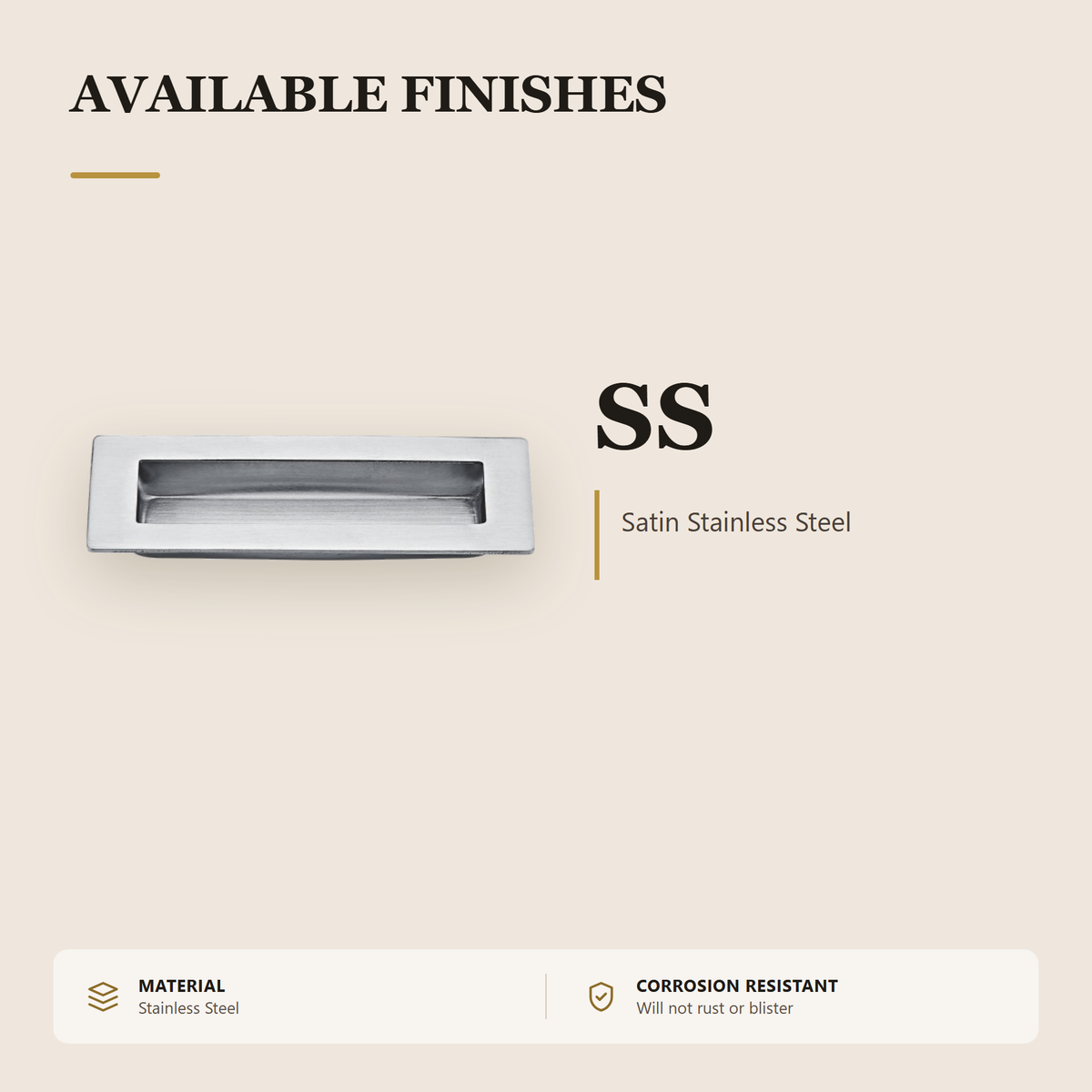 SC-904.SS premium stainless steel rectangular flush pull from the Stainless Steel Door Handle Series. Rectangular flush pull, 150 x 50 mm. Built for smooth, reliable everyday use.