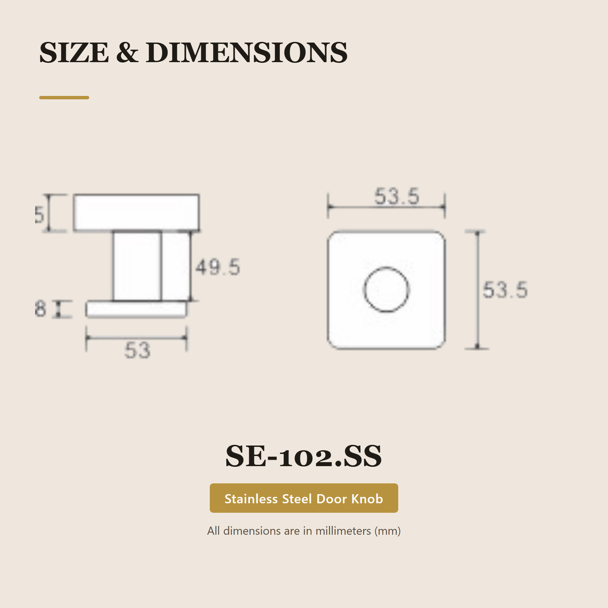 SE-102 – Premium Stainless Steel Door Knob