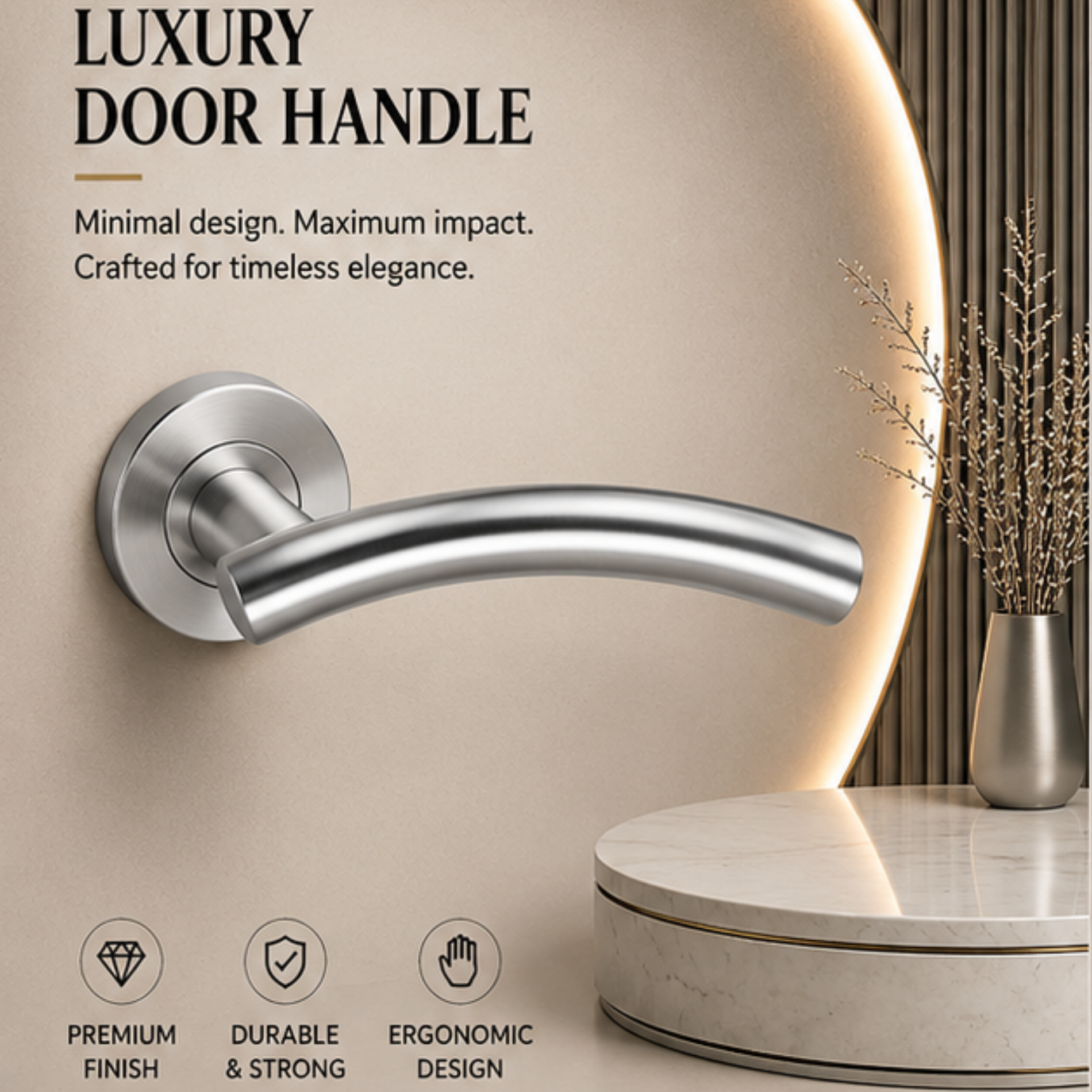 SRH.03 premium stainless steel door lock handle with a refined brushed finish. Perfect for luxury homes, hotels, offices, and stylish contemporary interiors.