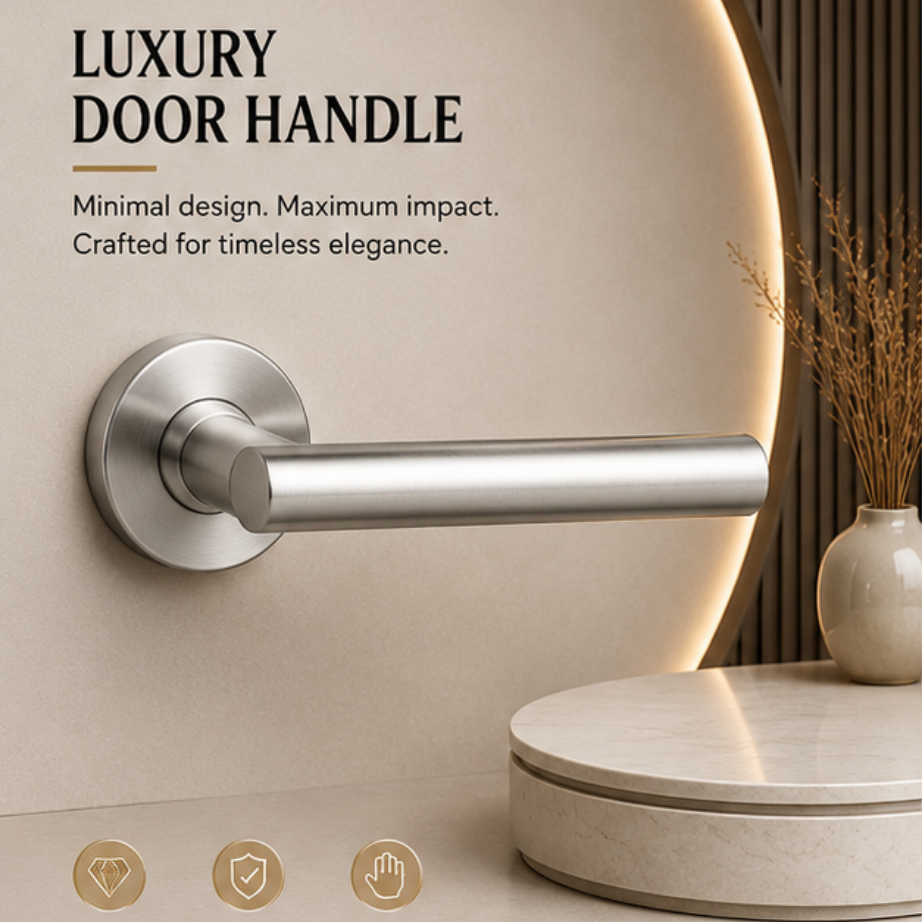SRH.04 premium stainless steel door lock handle with a refined brushed finish. Designed for luxury homes, hotels, offices, and contemporary interior spaces.