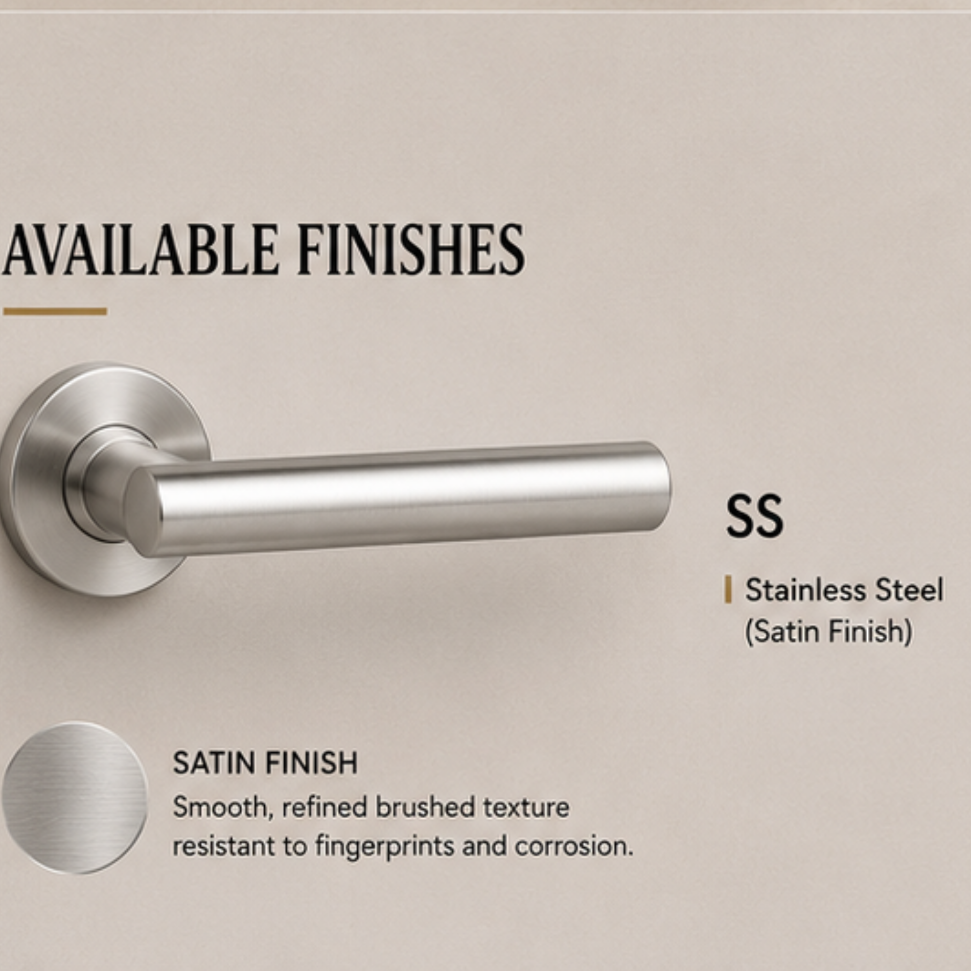 SRH.05 premium stainless steel door lock handle with a brushed finish. A stylish choice for luxury homes, hotels, offices, and contemporary interior spaces.