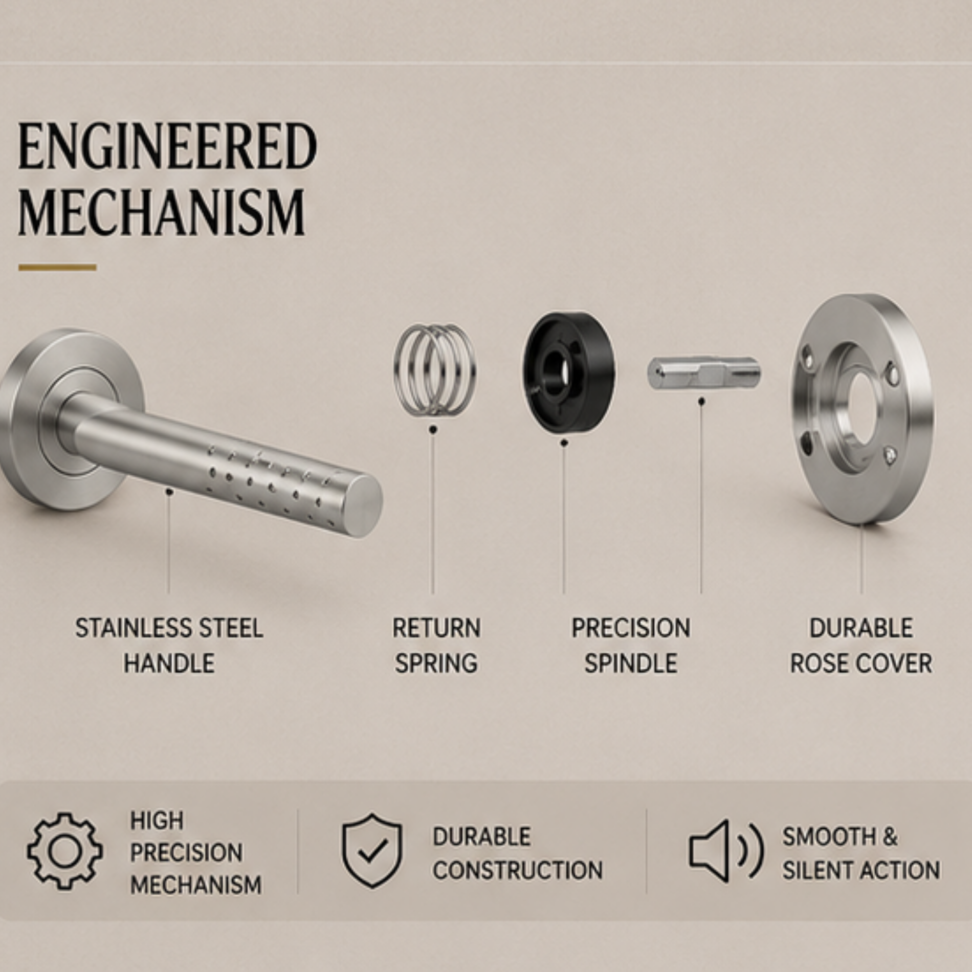 SRH.13 premium stainless steel door handle with a refined brushed finish. A stylish choice for luxury homes, hotels, offices, and modern interior spaces.