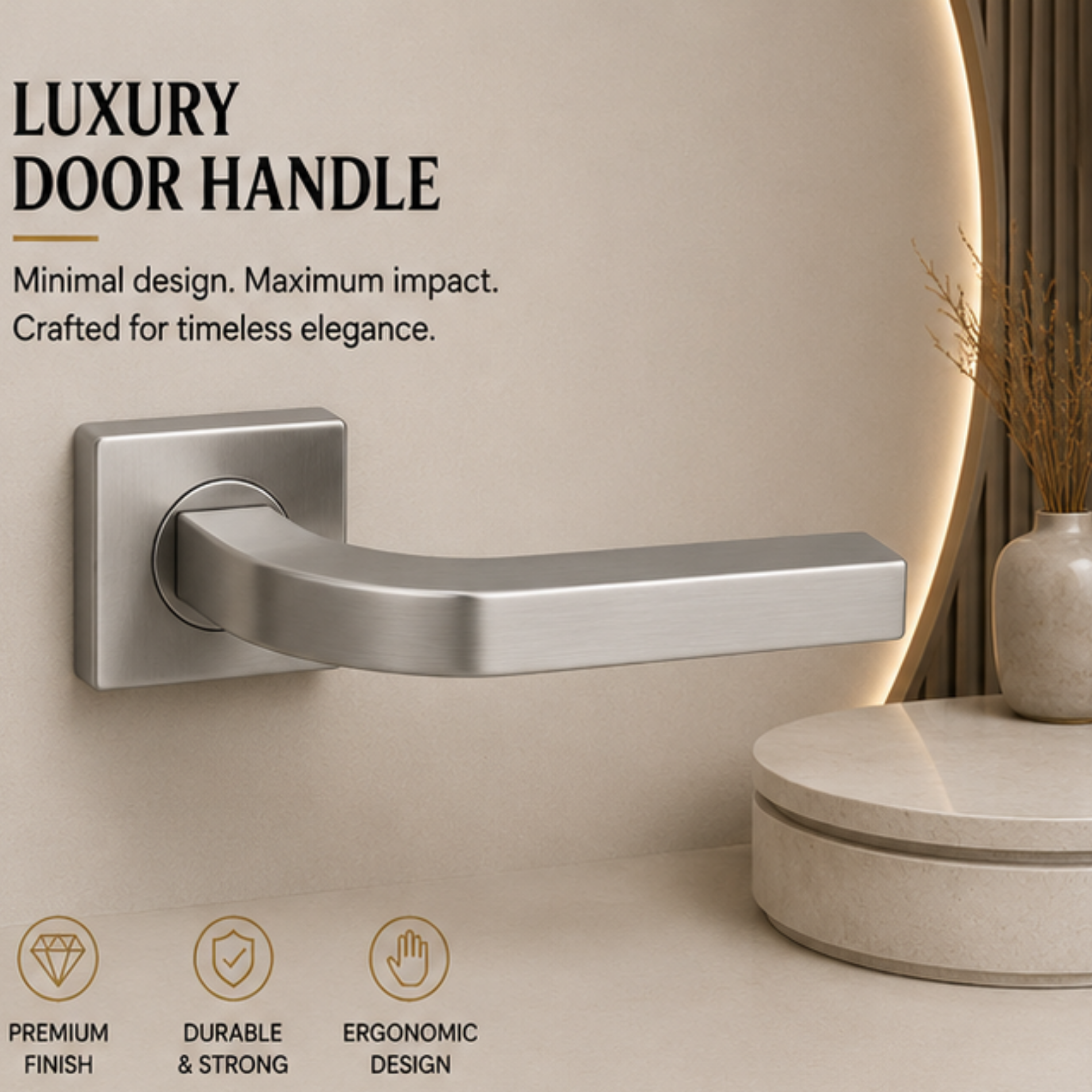 SRH.17.F premium stainless steel door handle with a refined brushed finish. Designed for luxury homes, hotels, offices, and elegant contemporary interior spaces.