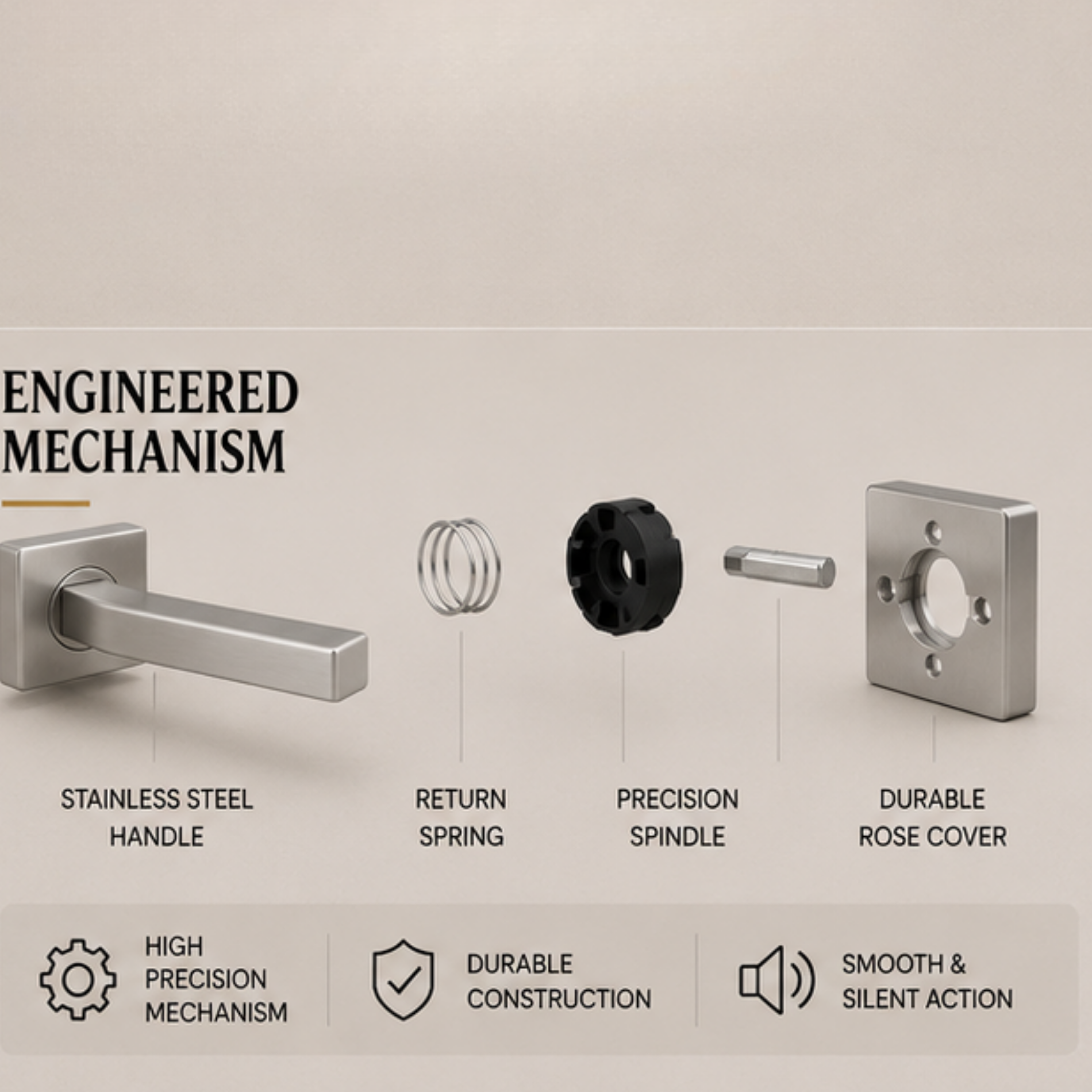 SRH.17.F premium stainless steel door handle with a refined brushed finish. Designed for luxury homes, hotels, offices, and elegant contemporary interior spaces.