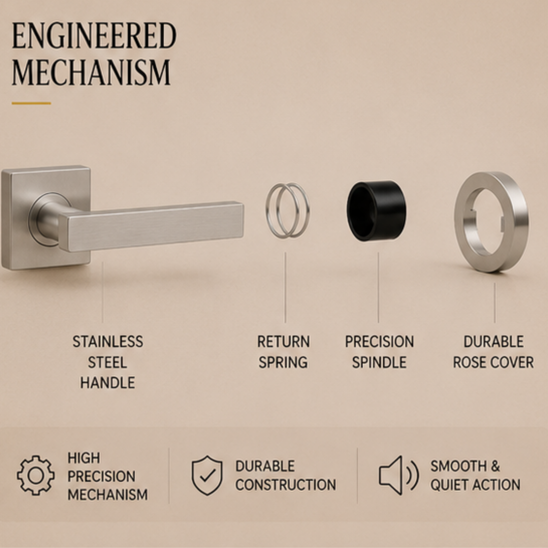 SRH.18.F premium stainless steel door handle with a sleek brushed finish. Perfect for luxury homes, hotels, offices, and stylish contemporary interior spaces.