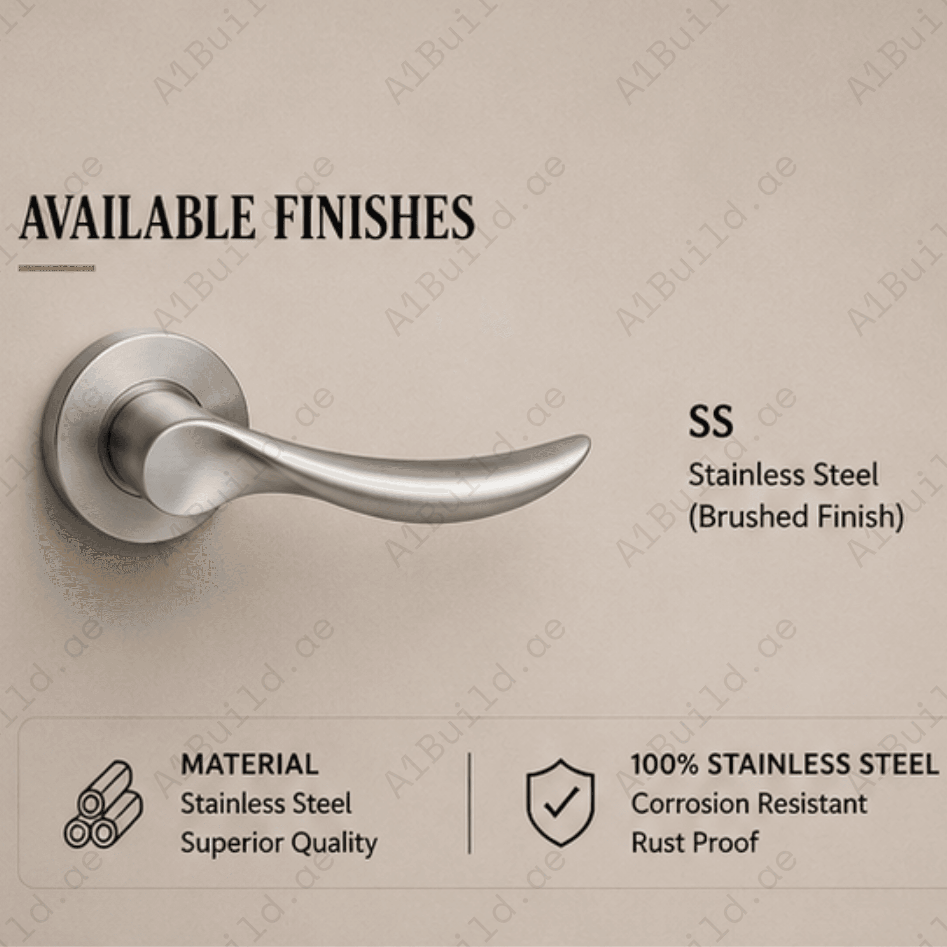 SRH.201 premium stainless steel door handle with a brushed finish. Designed for luxury homes, hotels, offices, and contemporary interior spaces.