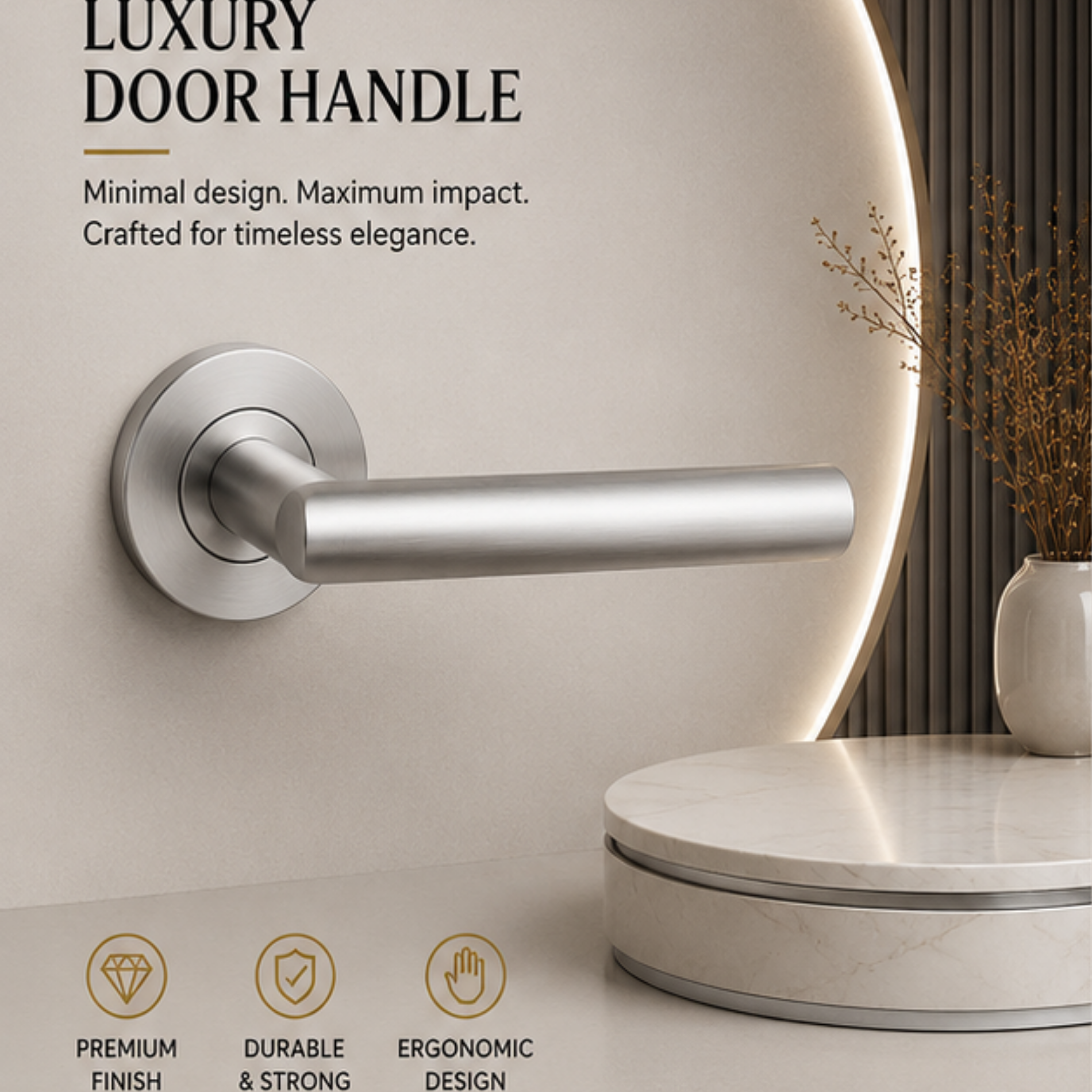 SRH.22.F premium stainless steel door lock handle with corrosion-resistant finish. Heavy-duty architectural hardware for homes, hotels, offices, and commercial buildings.
