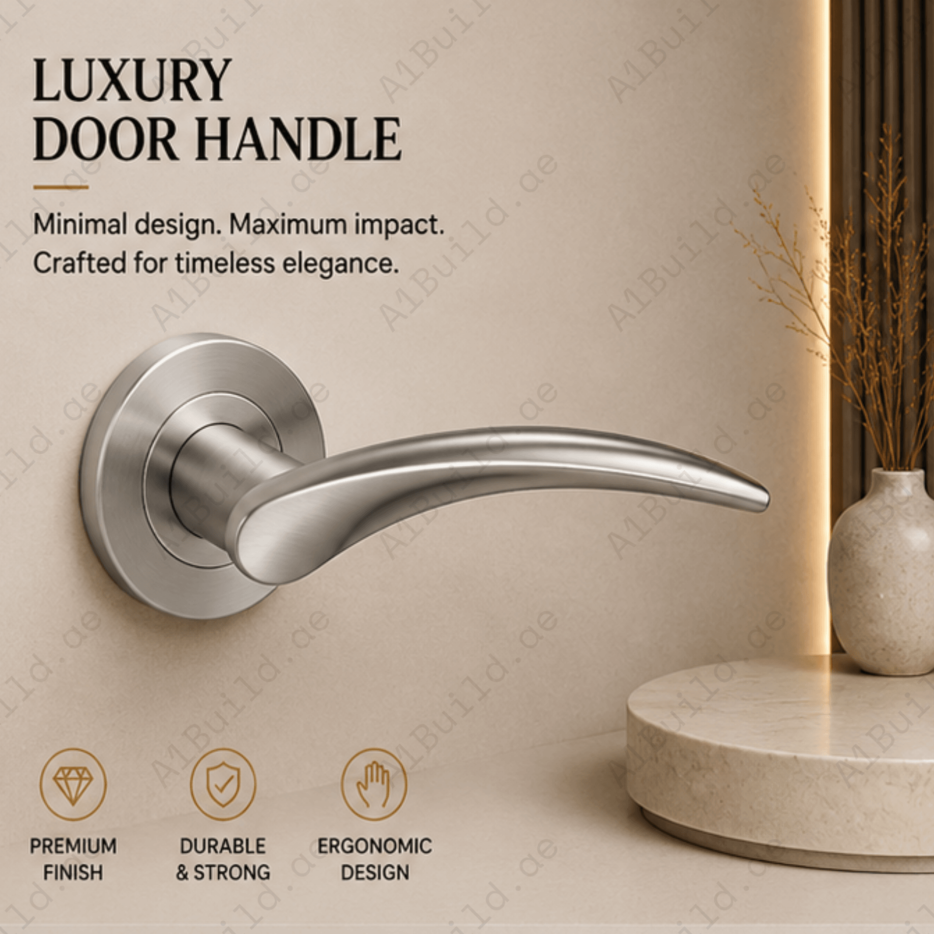 SRH.223 premium stainless steel door handle with a sleek brushed finish. Designed for luxury homes, hotels, offices, and stylish contemporary interior spaces.