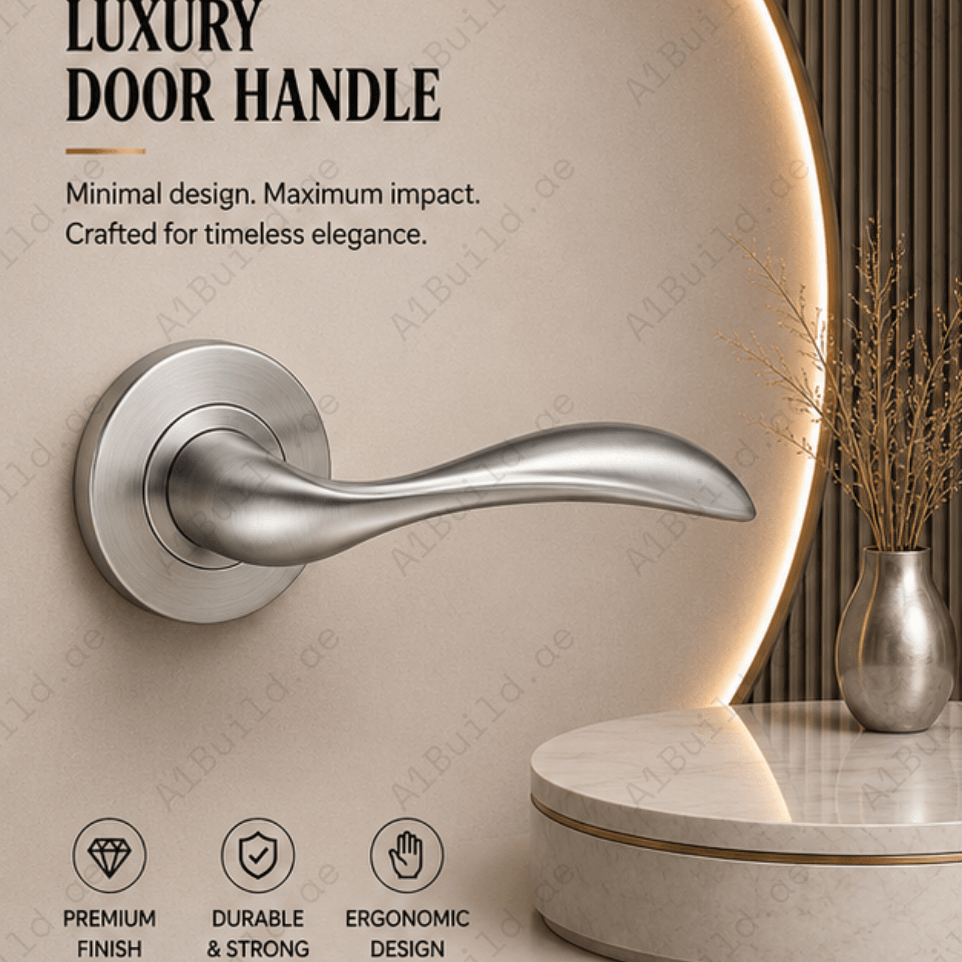SRH.236 premium stainless steel door handle with a brushed finish. Designed for luxury homes, hotels, offices, and stylish contemporary interior spaces.