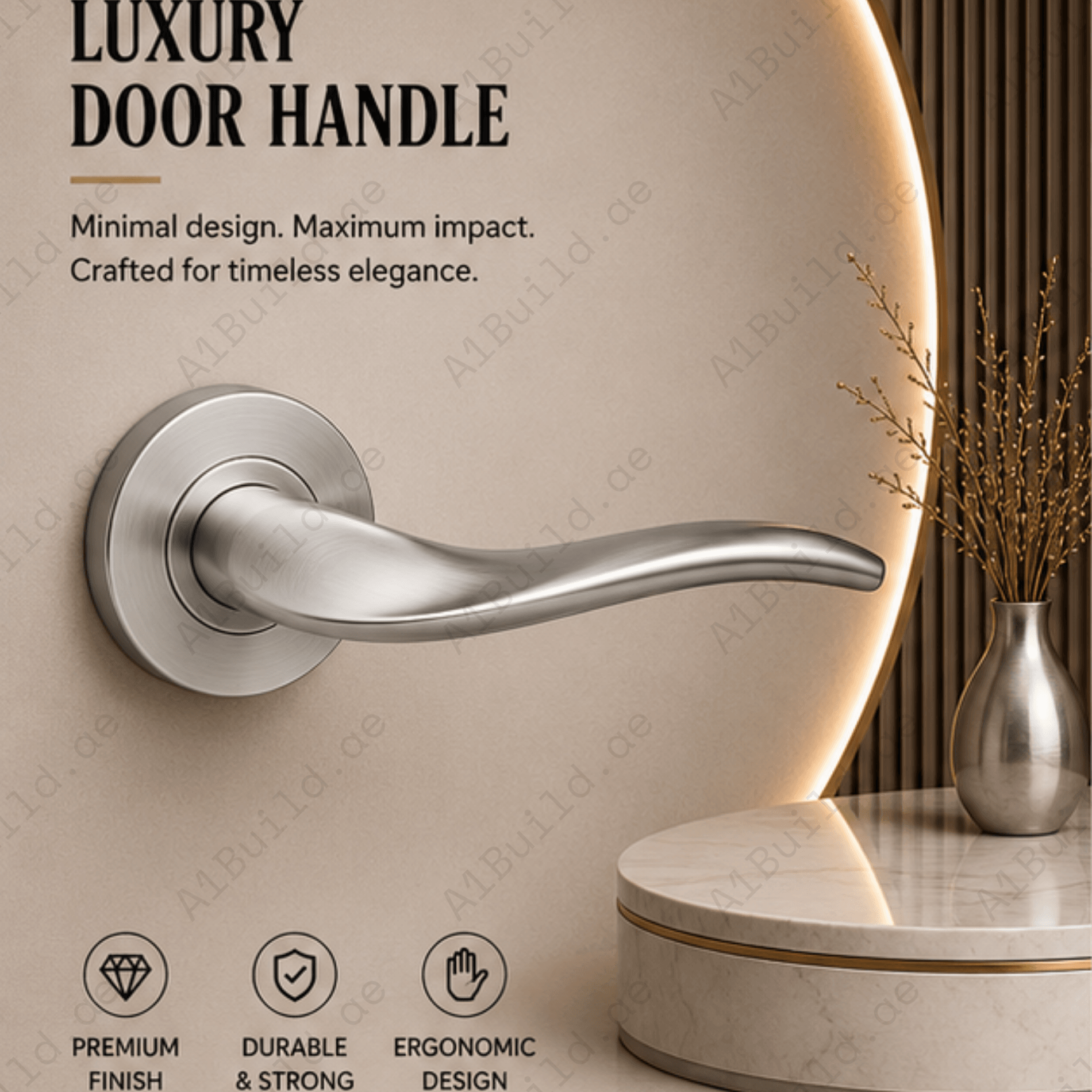 SRH.237 premium stainless steel door handle with a refined brushed finish. Designed for luxury homes, hotels, offices, and stylish modern interior spaces.