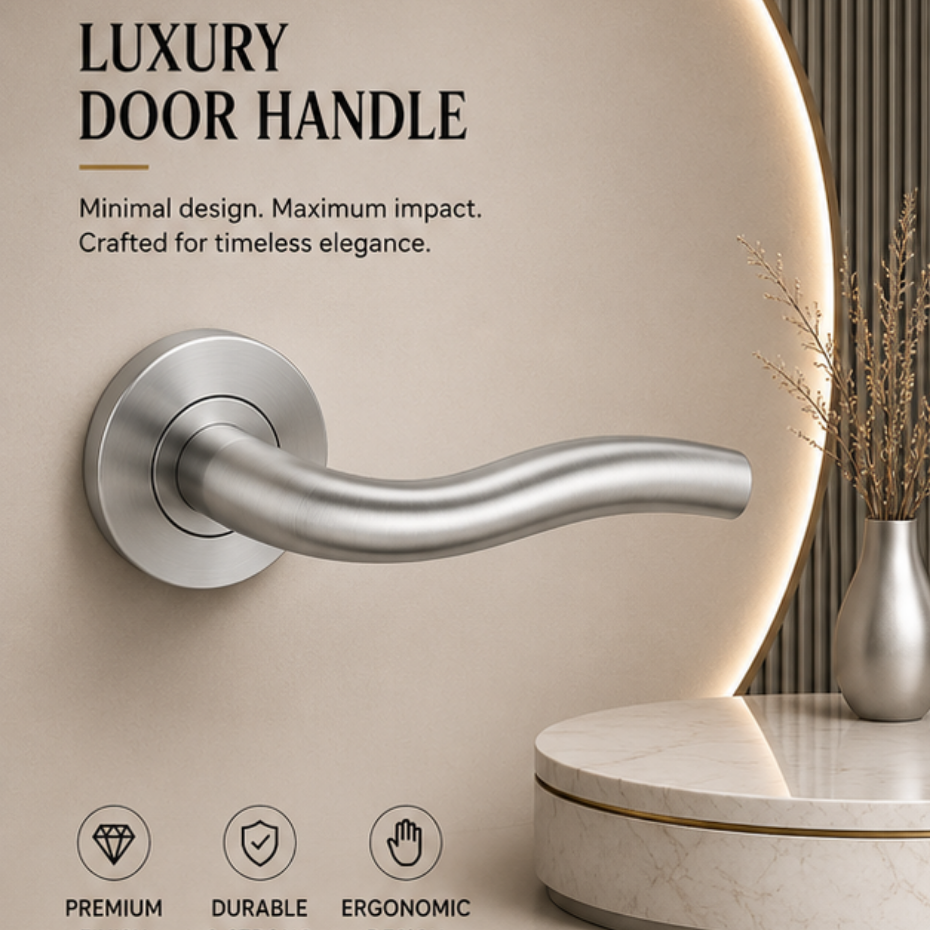 SRH.23 premium stainless steel door handle with a refined brushed finish. Designed for luxury homes, hotels, offices, and stylish contemporary interior spaces.