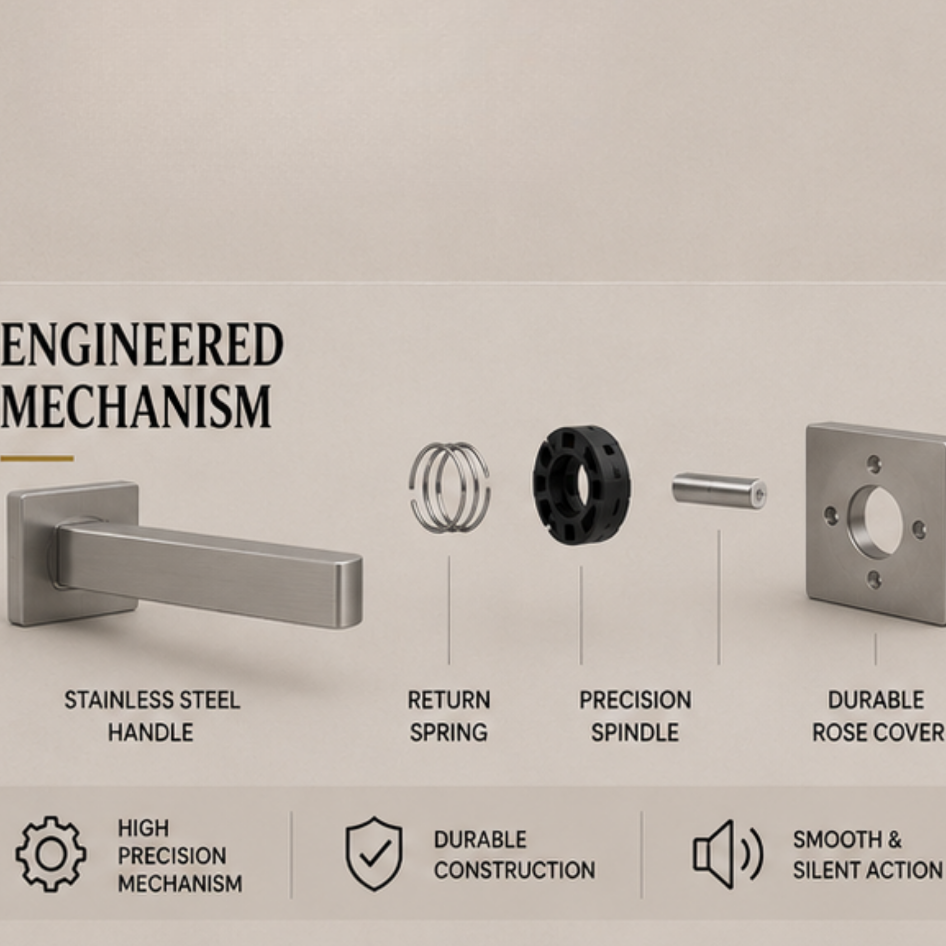 SRH.24.F premium stainless steel door handle with a sleek brushed finish. Perfect for luxury homes, hotels, offices, and modern interior spaces.