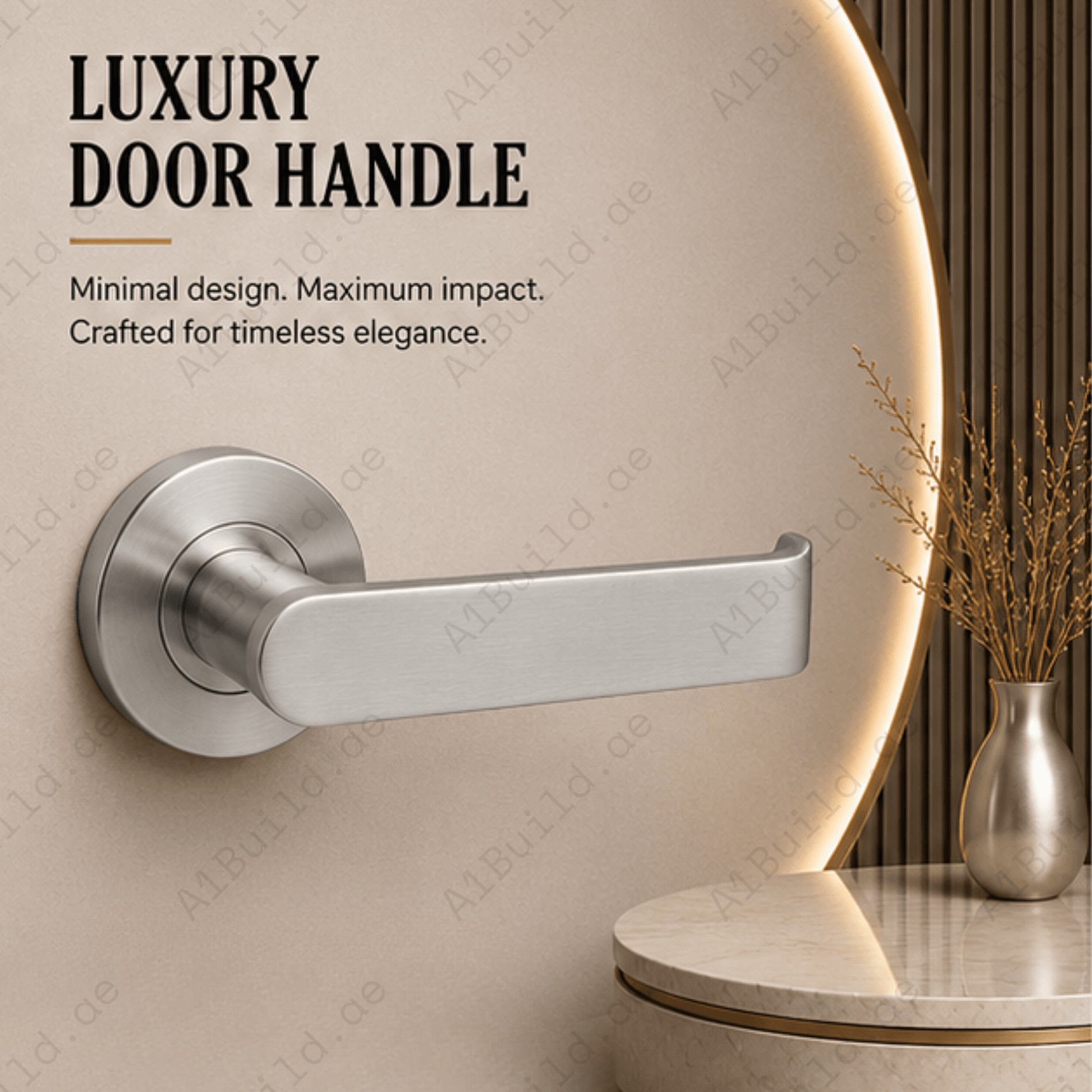 SRH.243 premium stainless steel door handle with a sleek brushed finish. Perfect for luxury homes, hotels, offices, and contemporary interior spaces.