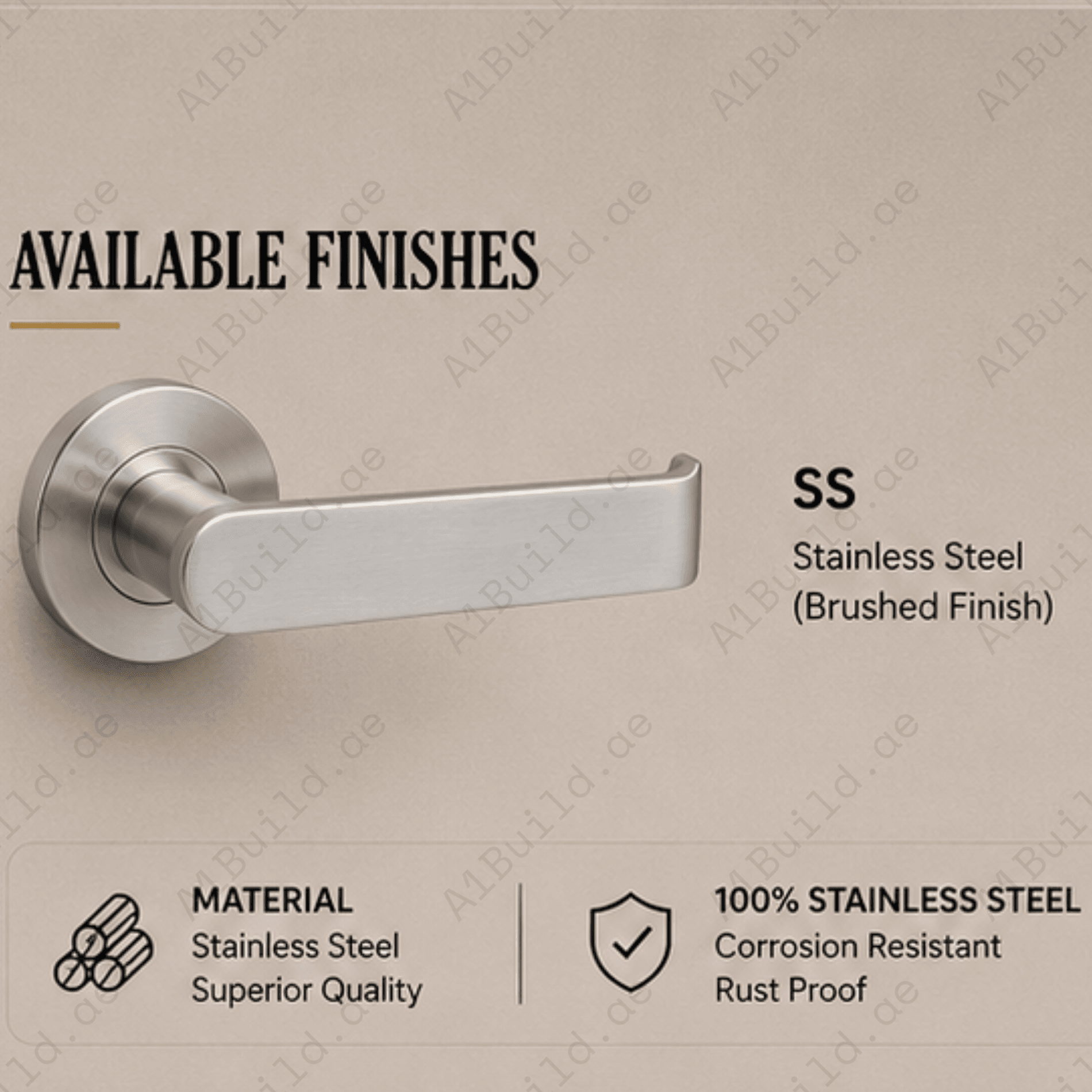 SRH.243 premium stainless steel door handle with a sleek brushed finish. Perfect for luxury homes, hotels, offices, and contemporary interior spaces.