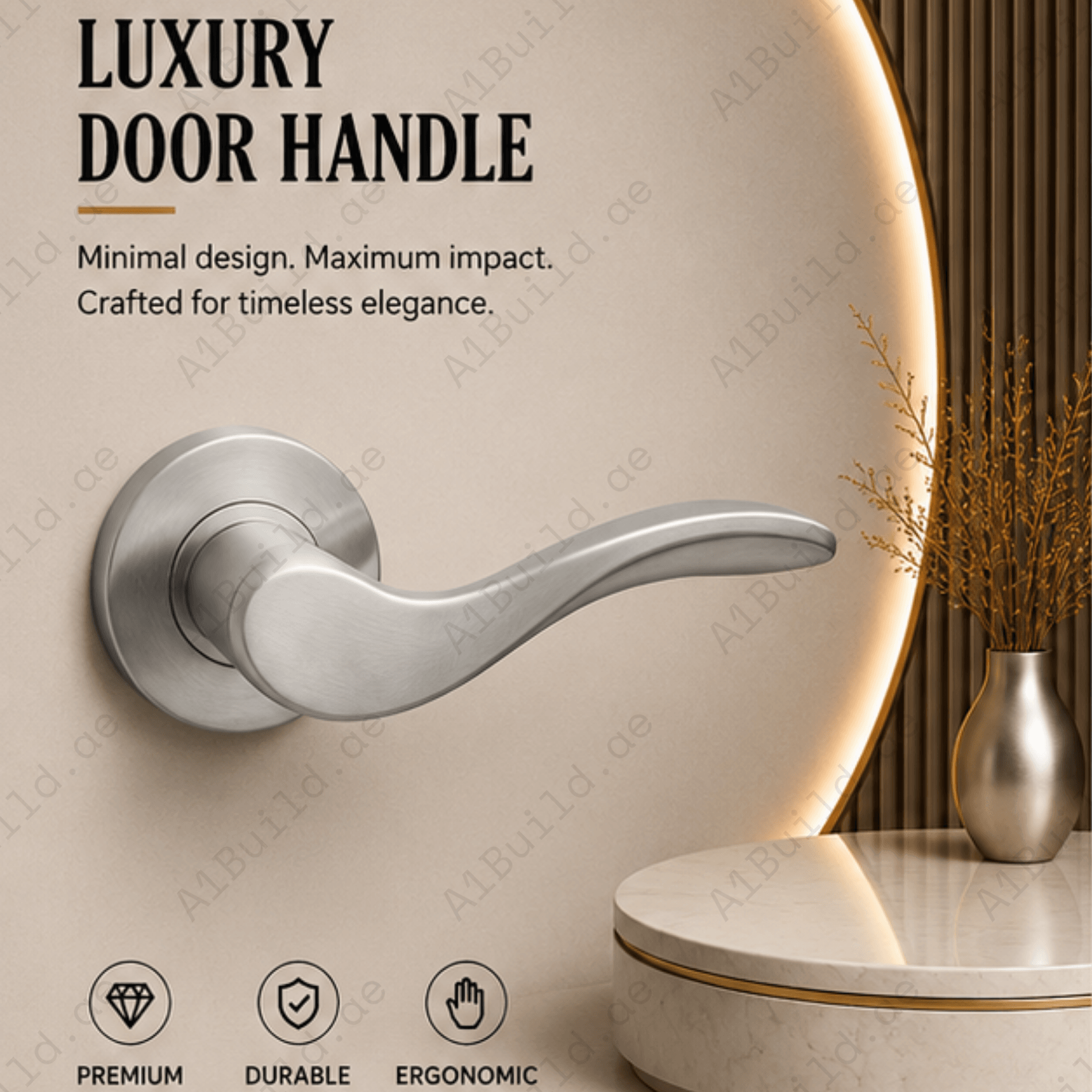 SRH.257 premium stainless steel door handle with a refined brushed finish. Designed for luxury homes, hotels, offices, and stylish modern interior spaces.