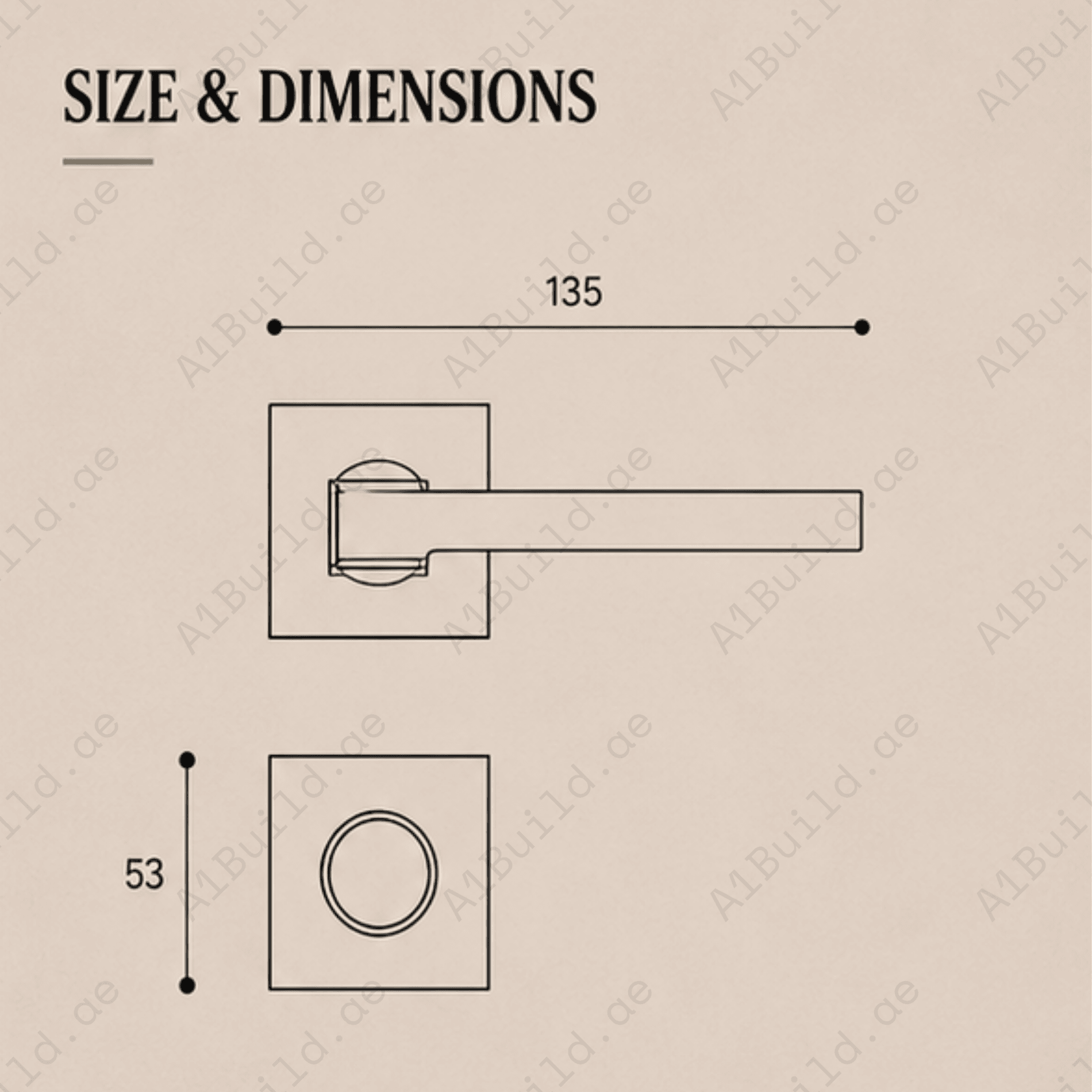 SRH.258.SS.F stainless steel door handle with brushed SS finish, 135 mm width and 53 mm length. Suitable for homes, hotels, offices, and modern interiors.