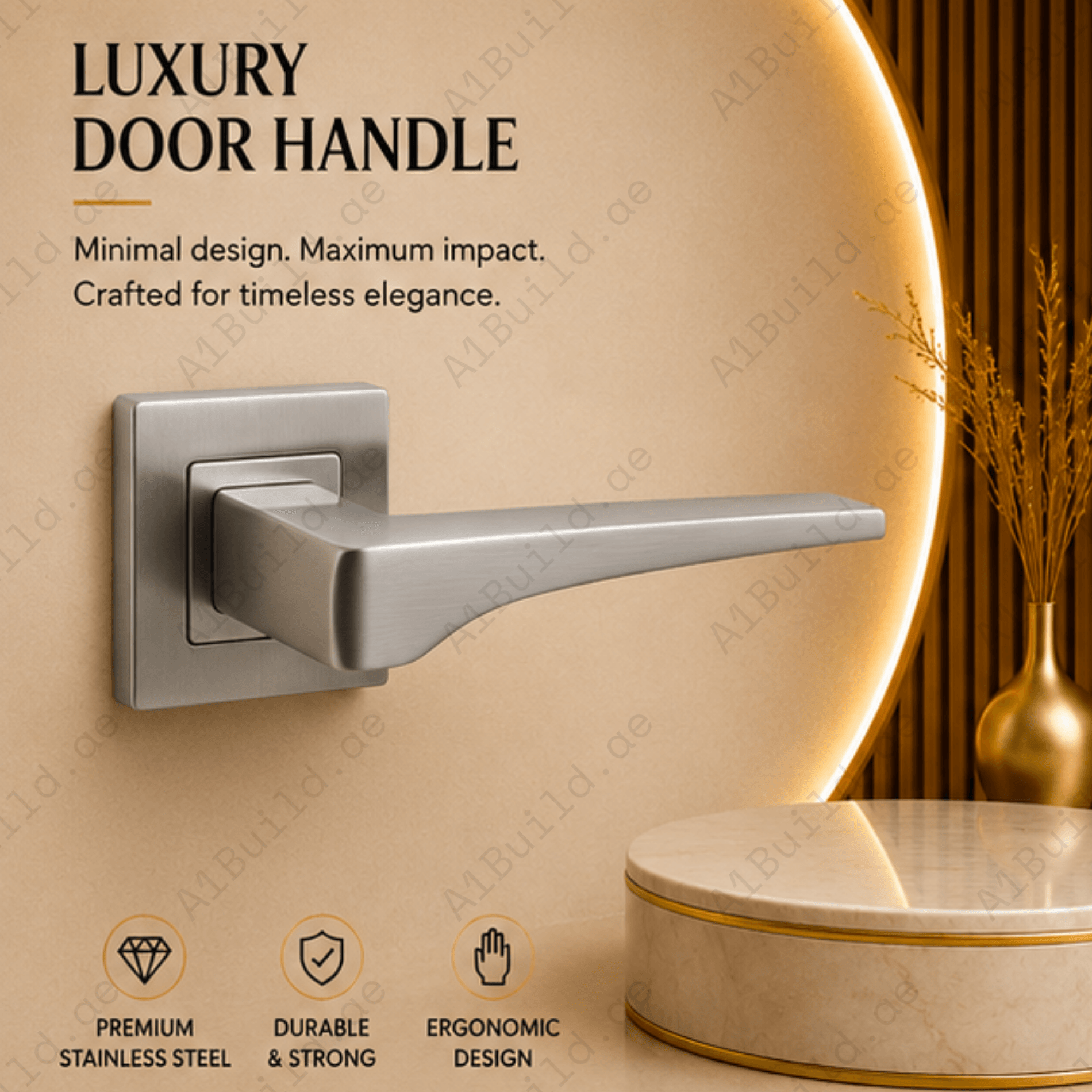SRH.260.F premium stainless steel door handle with a refined brushed finish. Perfect for luxury homes, hotels, offices, and contemporary interior spaces.