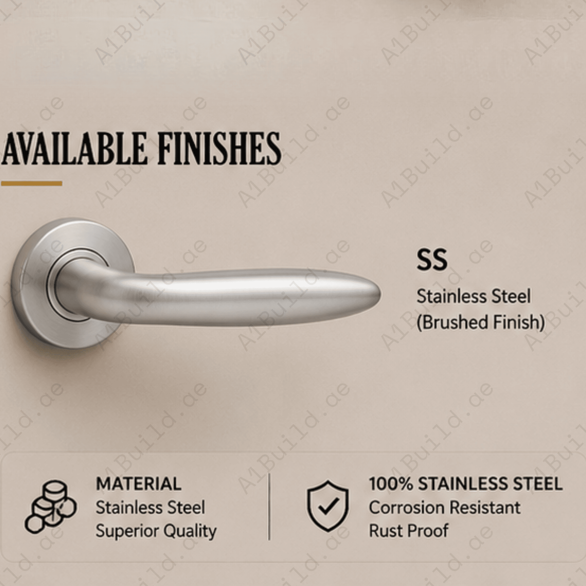 SRH.261 premium stainless steel door handle with a sleek brushed finish. Designed for luxury homes, hotels, offices, and stylish contemporary interior spaces.
