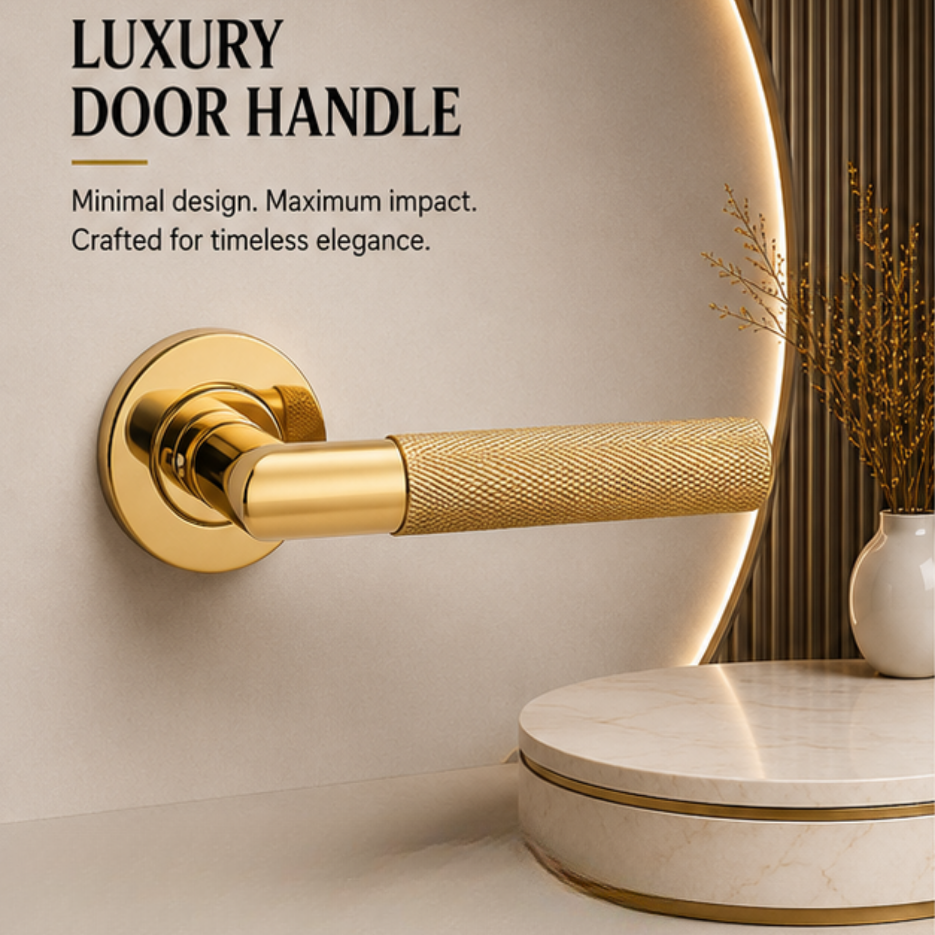 SRH.301 premium stainless steel door lock handle with SPVD finish. Durable PVD-coated architectural hardware for homes, hotels, offices, and commercial interiors.