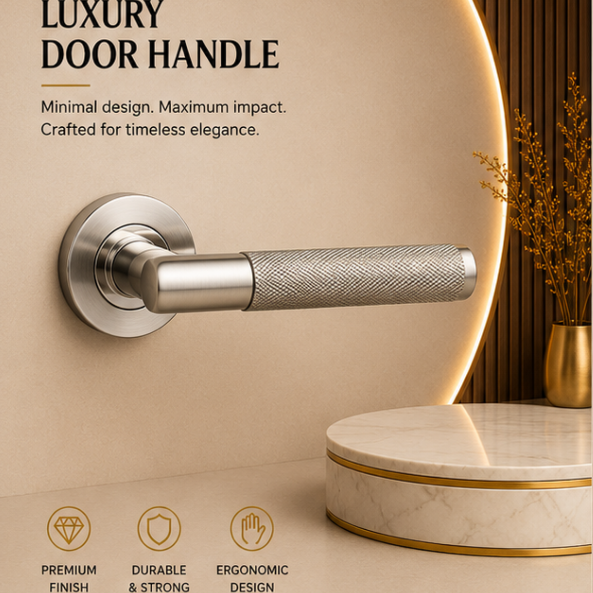 SRH.312 premium stainless steel door lock handle with corrosion-resistant finish. Heavy-duty architectural hardware for homes, hotels, offices, and commercial buildings.