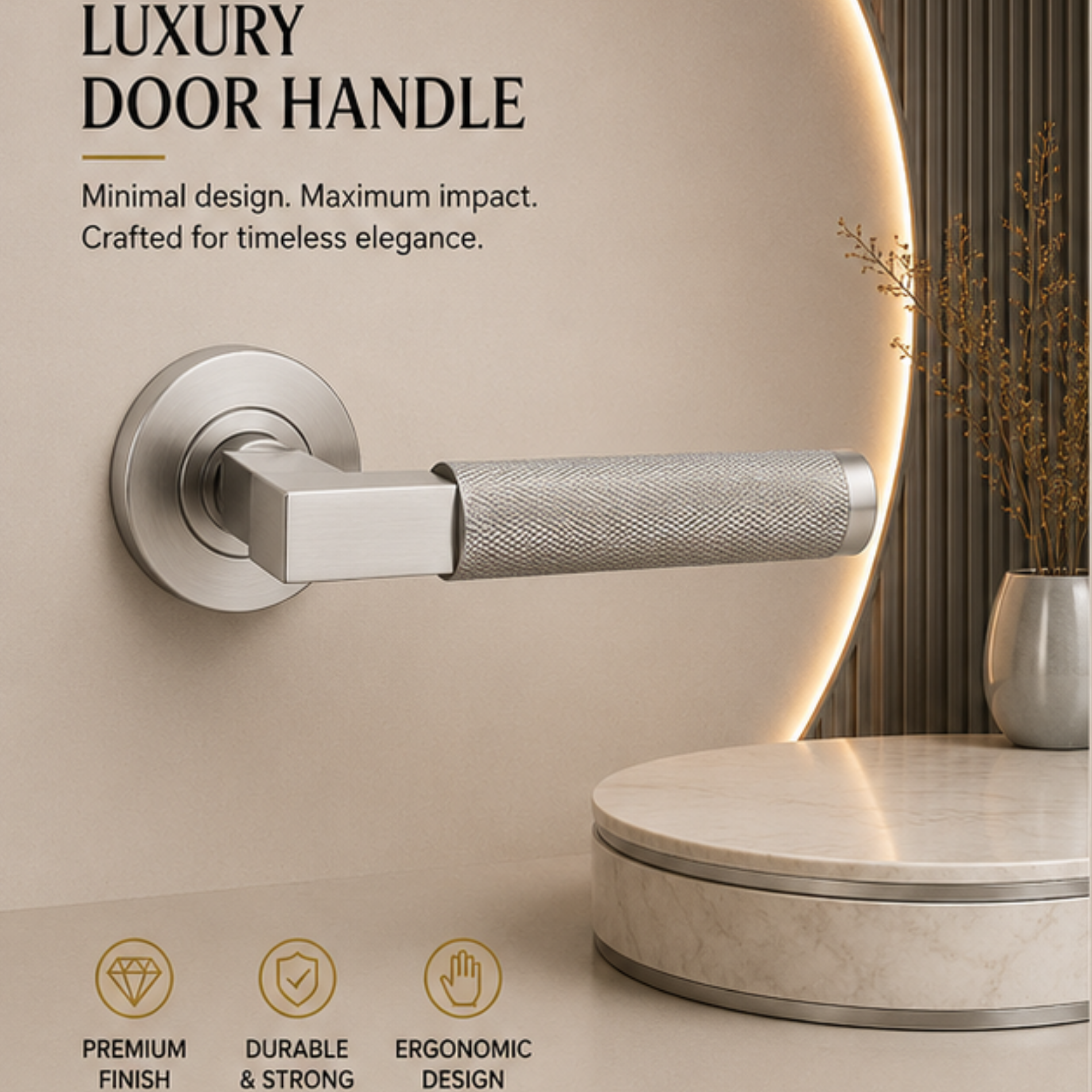 SRH.314 premium stainless steel door lock handle with corrosion-resistant finish. Heavy-duty architectural hardware for homes, hotels, offices, and commercial buildings.