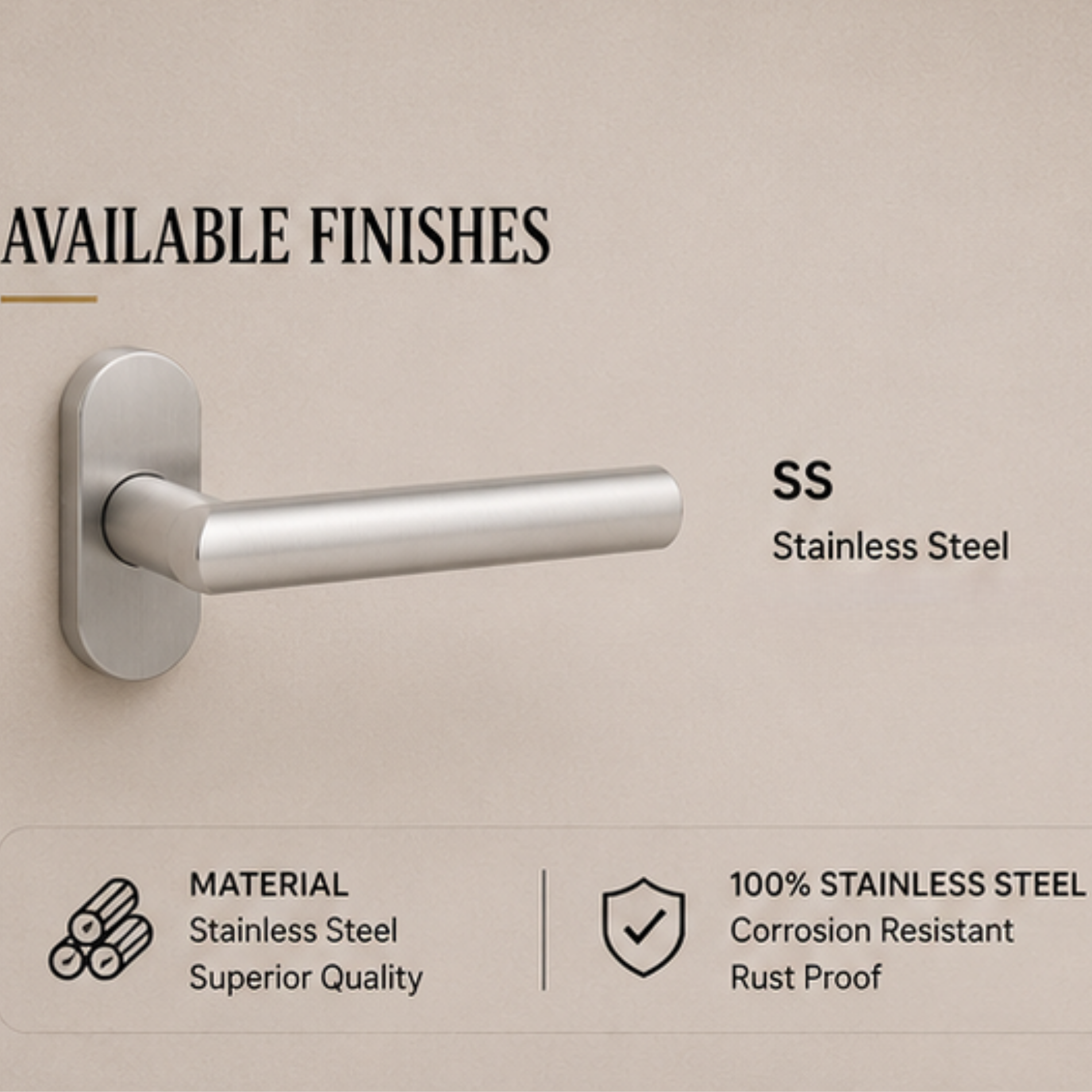 SRH.OV.01 premium stainless steel door handle with a refined brushed finish. A stylish choice for luxury homes, hotels, offices, and modern interior spaces.