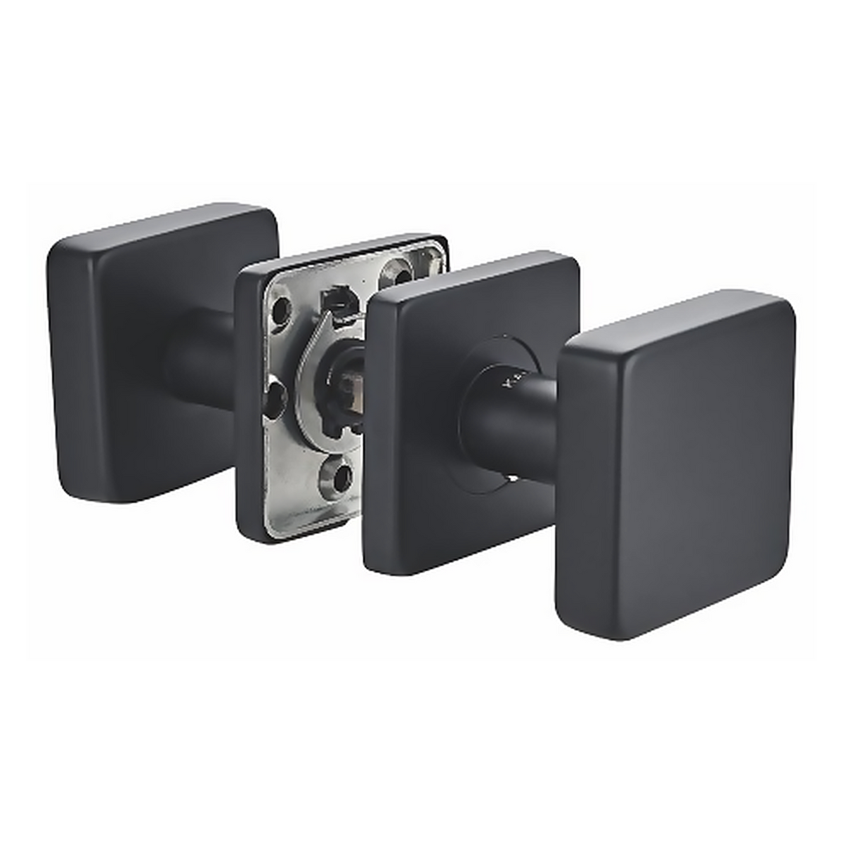 SRH.SE102.BLK.F premium stainless steel square knob set from the Stainless Steel Door Lock Series. 53 mm square rose, 55 mm projection, for 35 to 55 mm doors. Built for smooth, reliable everyday use.