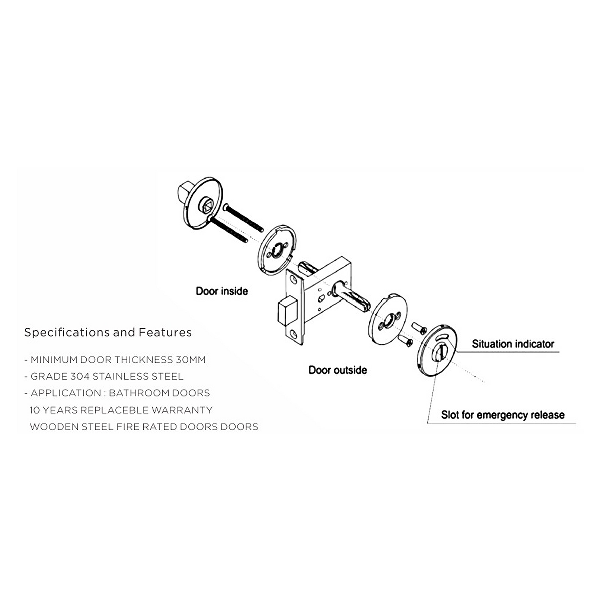 SW-03 – Premium Stainless Steel Bathroom Turn and Release (SS)