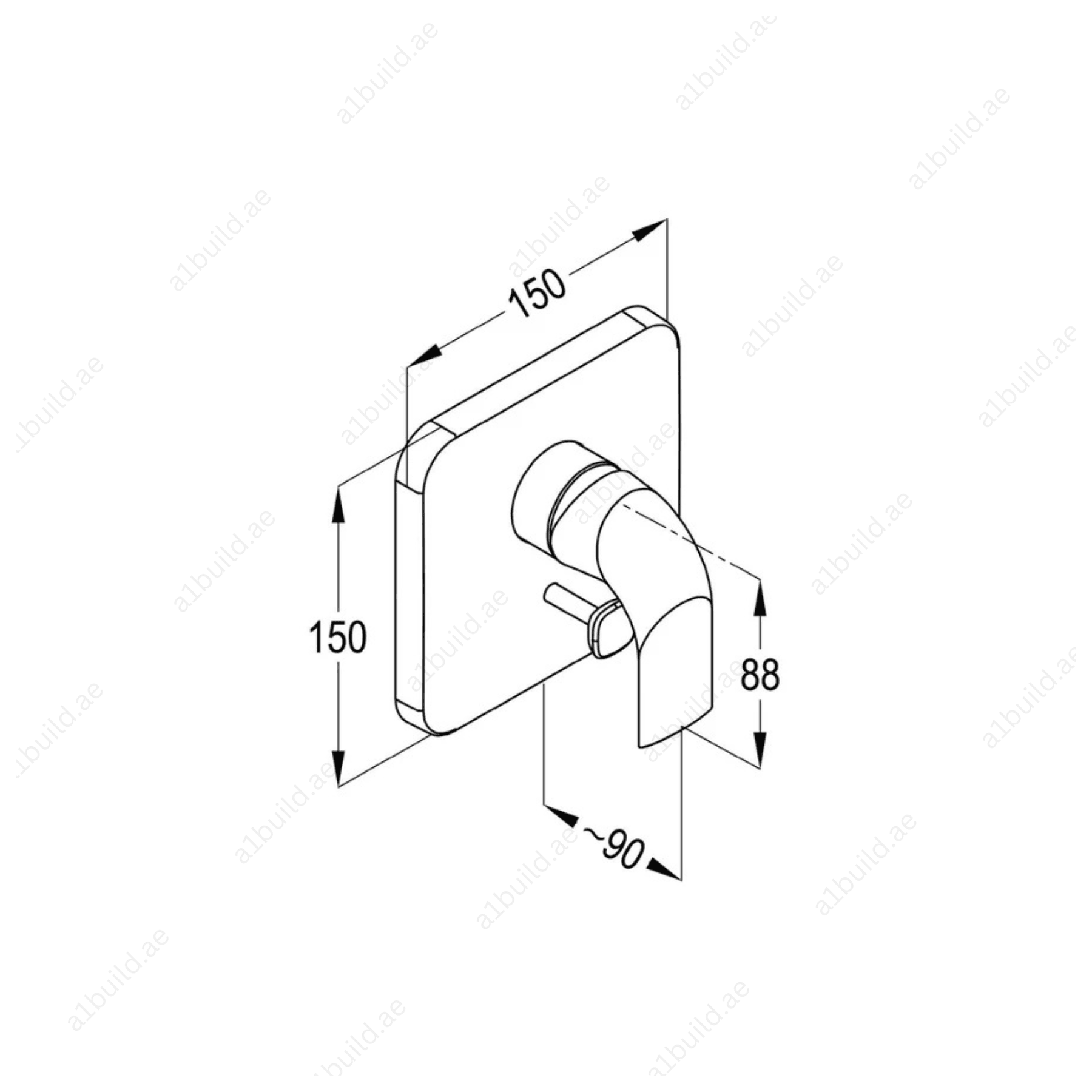 SWING Concealed Single Lever Bath and Shower Mixer Trim Set | Chrome