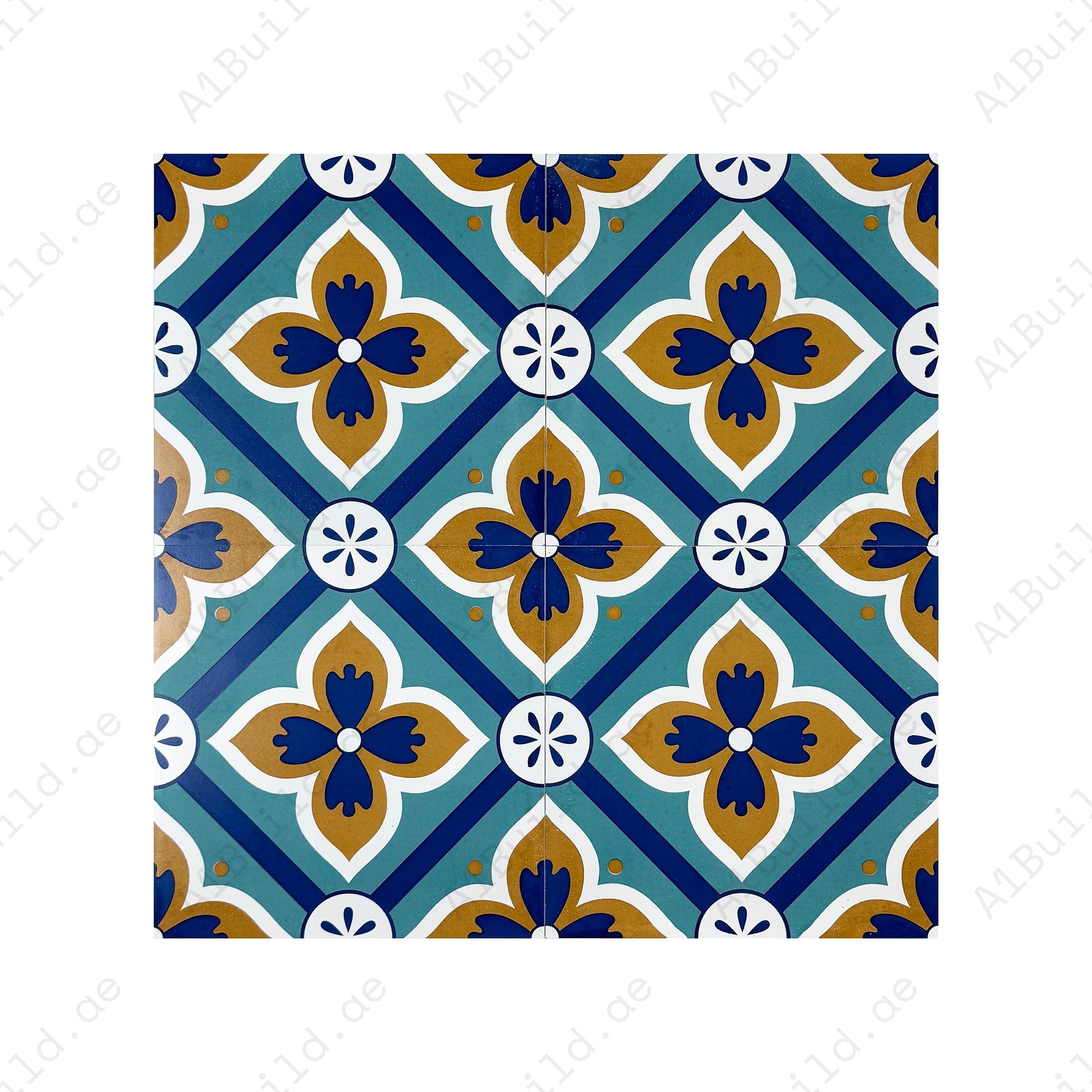 Sahara Splendor Moroccan Matte Ceramic Tile Pattern 308 – Premium ceramic tile with a matte finish, ideal for elegant walls, floors, kitchens, and bathrooms.