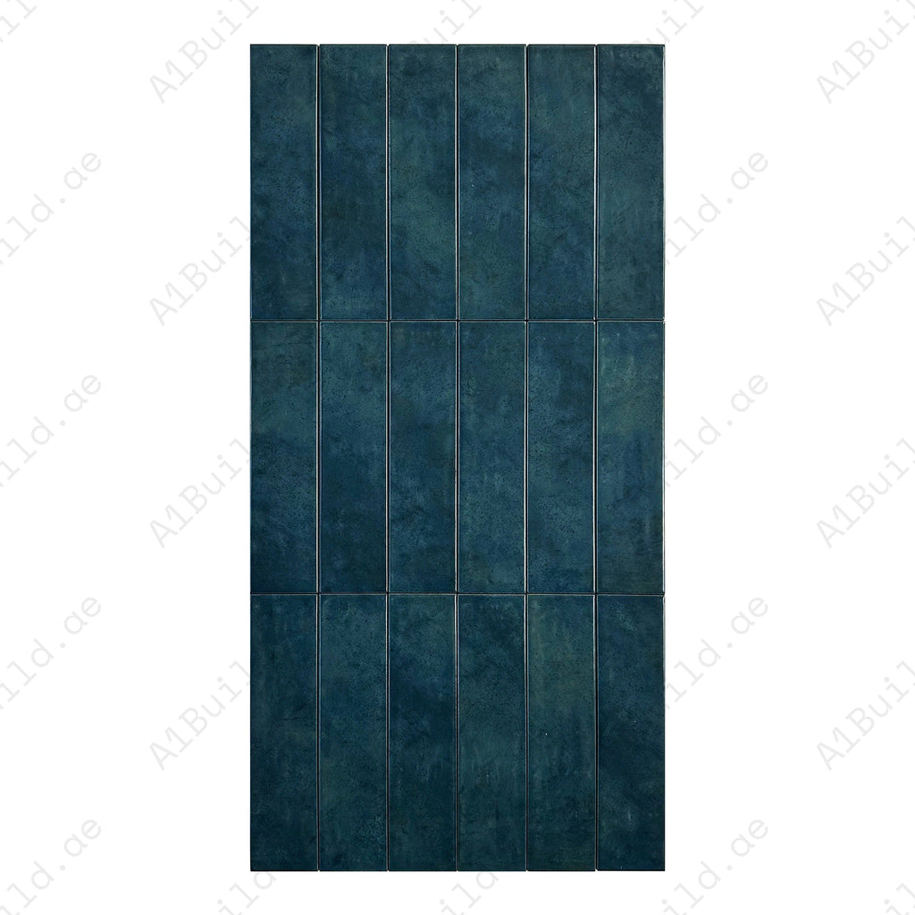 Sea Green Semimatte Porcelain Tile – Aurora Vibes Long-Strip Design