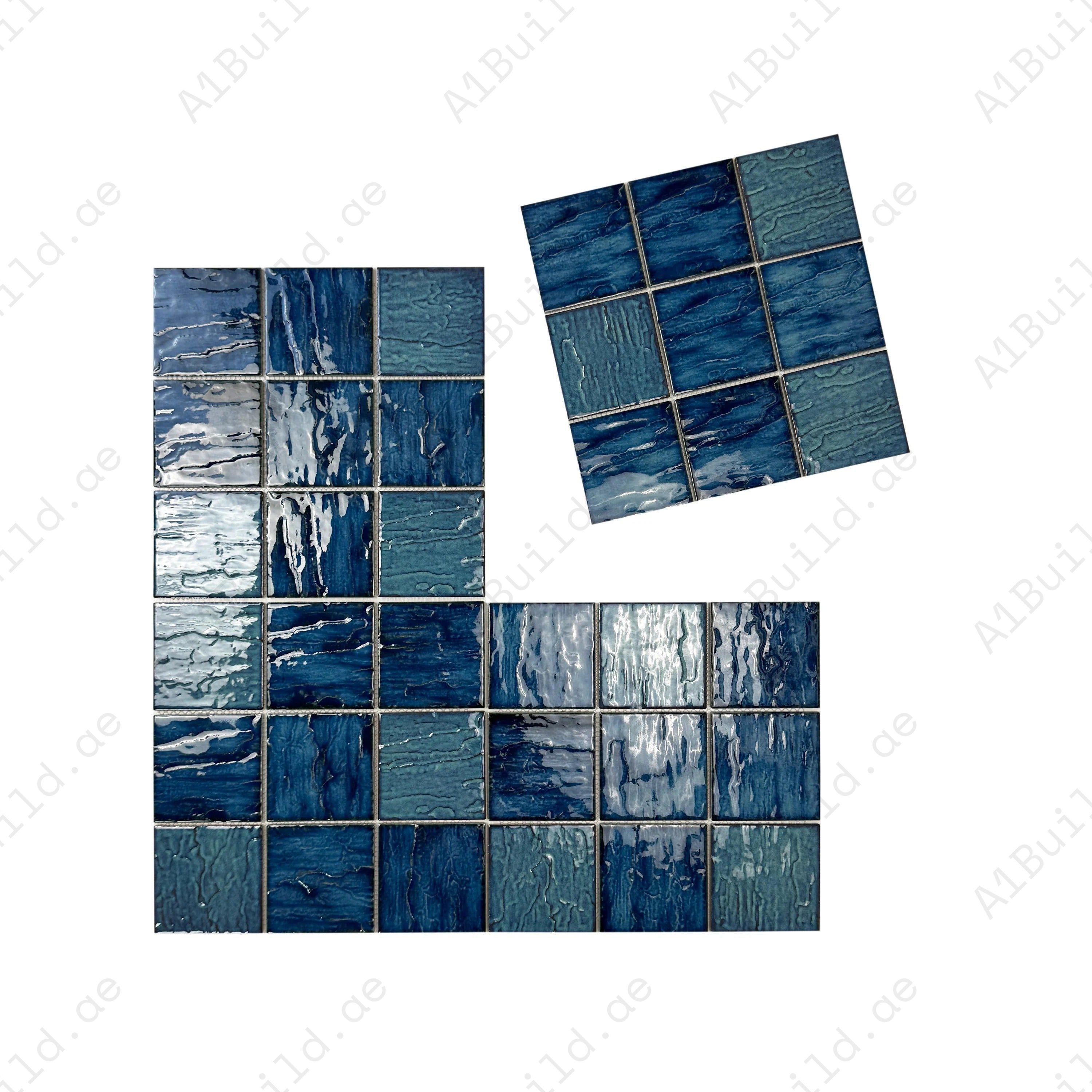 Serene Wave emerald & moss green 3D crystalline porcelain mosaic. UV-resistant, slip-proof & eco-friendly—ideal for pools, spas & luxury aquatic spaces.