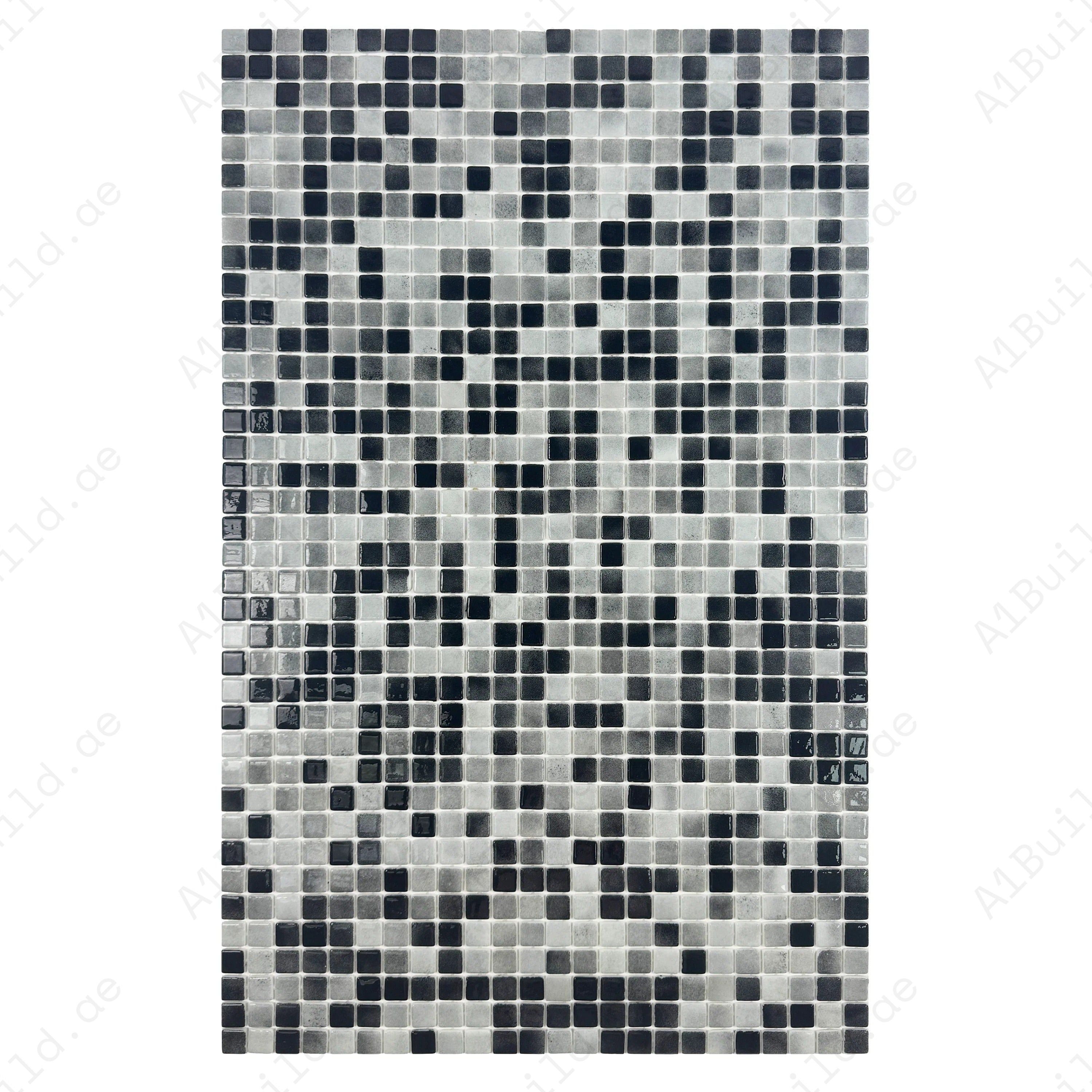 Shop Light Grey & Black White Iridescent Glass Mosaic Tiles – eco-friendly, durable, UV & slip-resistant. Ideal for pools, spas, water features & walls.