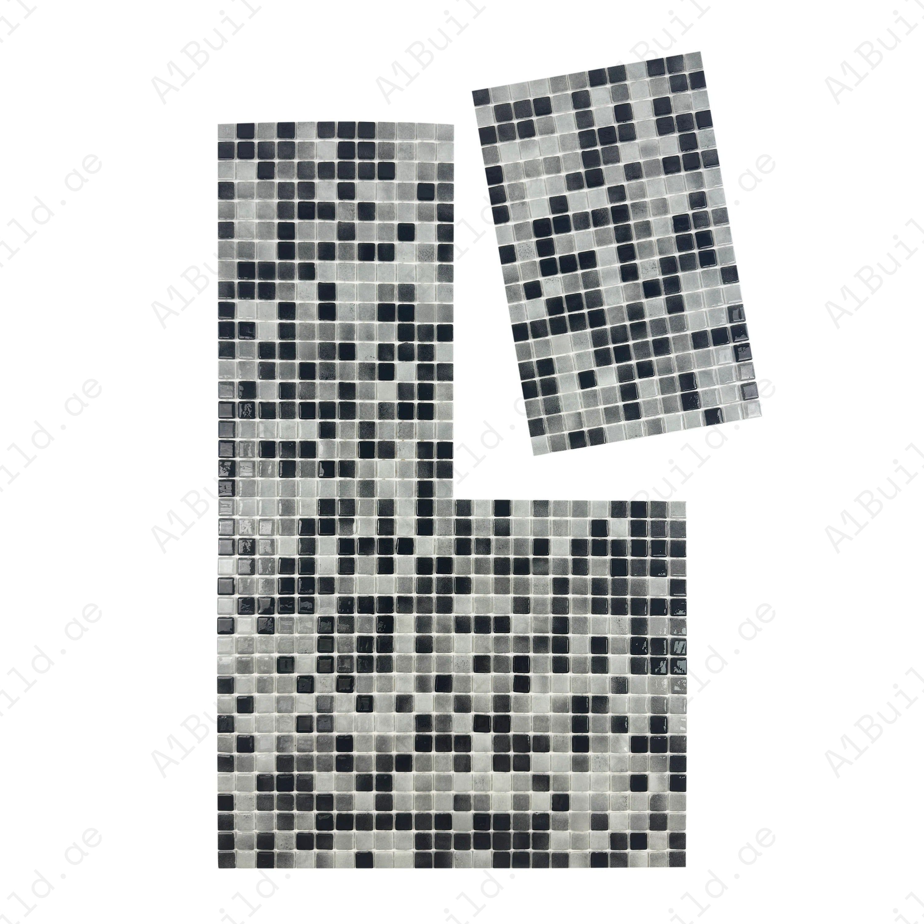 Shop Light Grey & Black White Iridescent Glass Mosaic Tiles – eco-friendly, durable, UV & slip-resistant. Ideal for pools, spas, water features & walls.